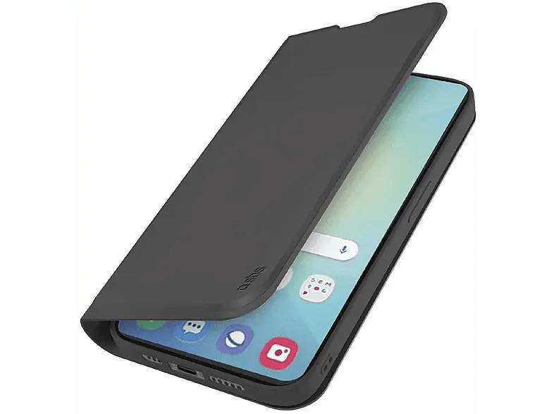 SBS 98015 Wallet Smooth Bookcover, für Samsung Galaxy S25, Schwarz; Handyhülle