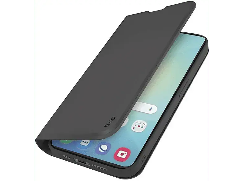 SBS 98015 Wallet Smooth Bookcover, für Samsung Galaxy S25, Schwarz; Handyhülle