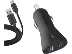 SBS 37362 Autoladegerät, 10W, 2x USB-Type-A, inkl. 1m USB-C-Type-Kabel; Auto-Ladeset