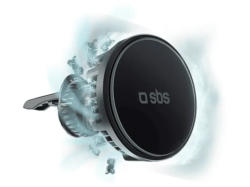 SBS TESUPFanWIR15W Autohalterung mit Lüfter und kabelloser Aufladung, 15W, kompatibel MagSafe; Autoladegerät