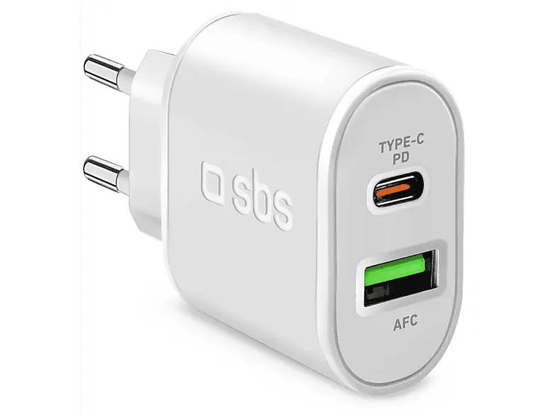 SBS 24079 Ladegerät mit PD und AFC, 20W, 1x USB-Type-C + USB-Type-A