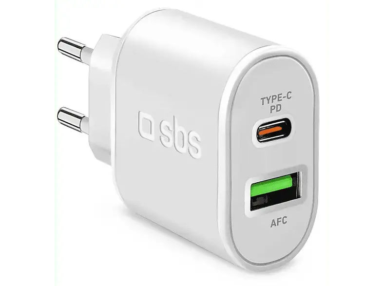 SBS 24079 Ladegerät mit PD und AFC, 20W, 1x USB-Type-C + USB-Type-A