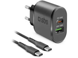 SBS 92385 Ladegerät mit PD, 20W, 1x USB-Type-C + USB-Type-A, inkl. 1.5m USB-C-Type-Kabel