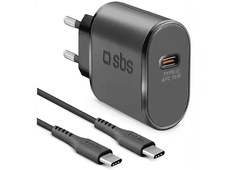 SBS 16491 Ladegerät mit Adaptive Fast Charge, 15W, inkl. 1m USB-Type-C-Kabel
