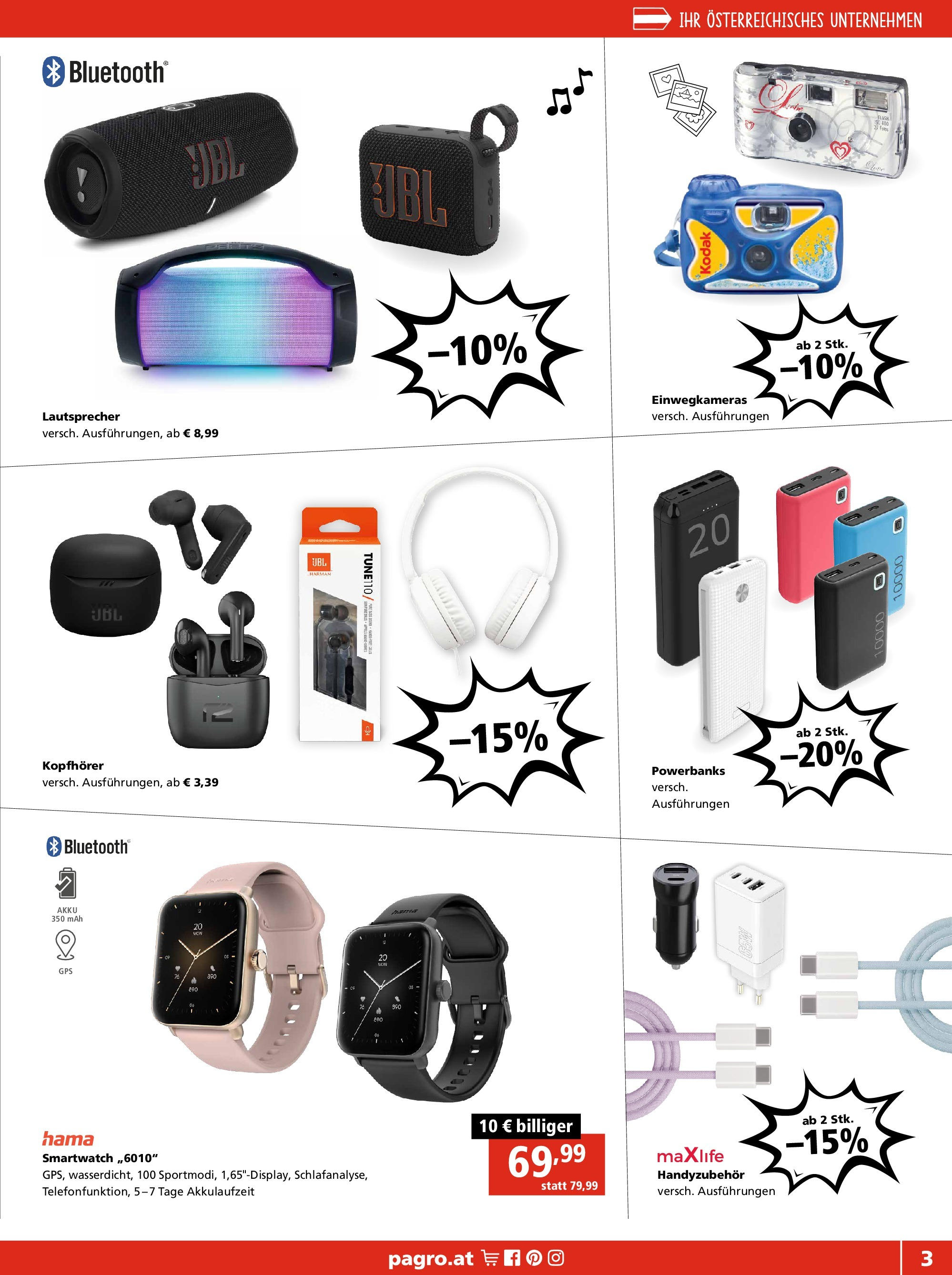 Pagro-Diskont - PAGRO DISKONT: Flugblatt von 09.07.2025 - Aktuelle Angebote | Seite: 3 | Produkte: Kopfhörer, Lautsprecher, Smartwatch