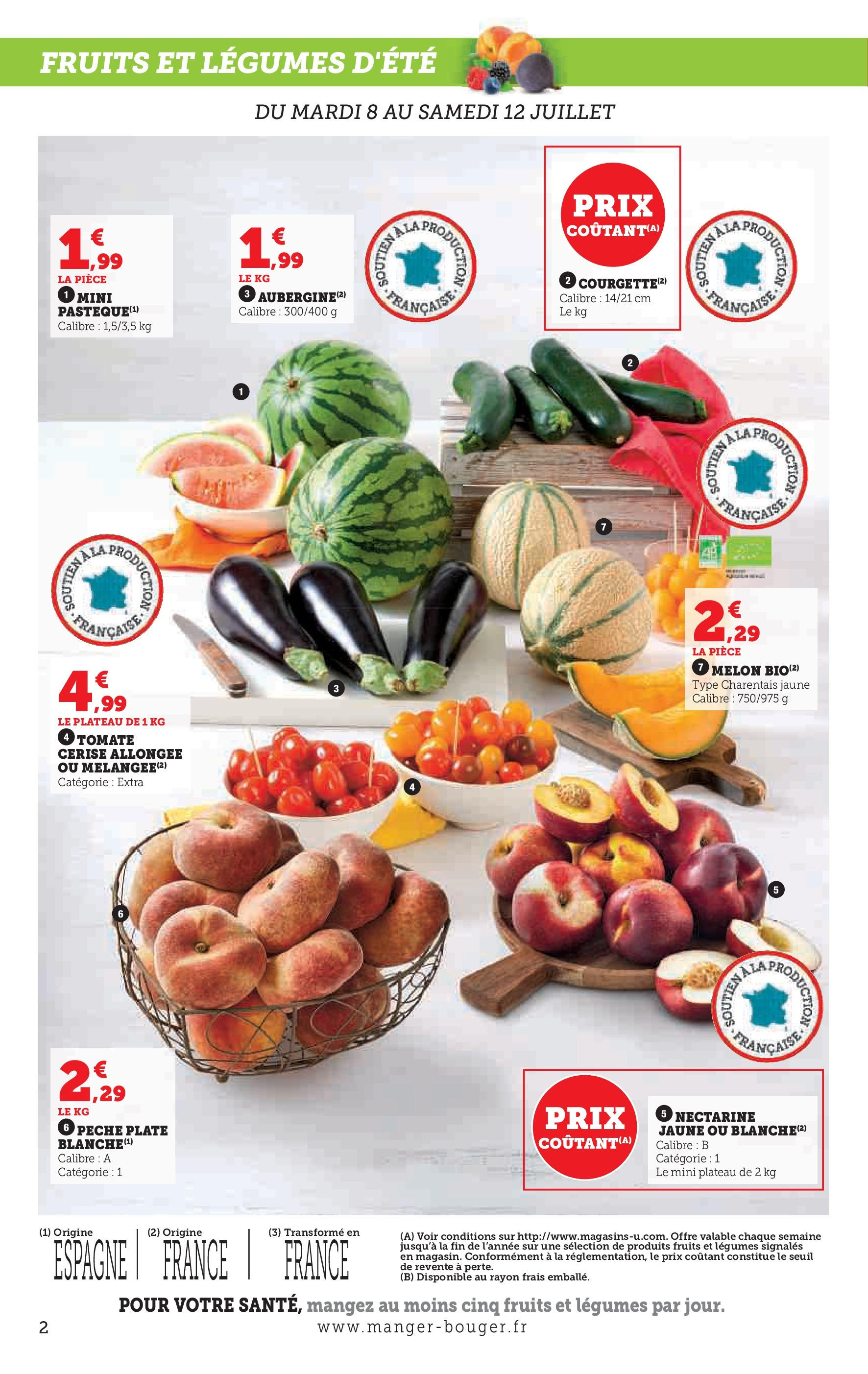 Hyper U - Le marché à prix bas! à partir du 06/07/2025 - promo en ligne | Page: 2 | Produits: Melon, Nectarine, Pêche, Plateau