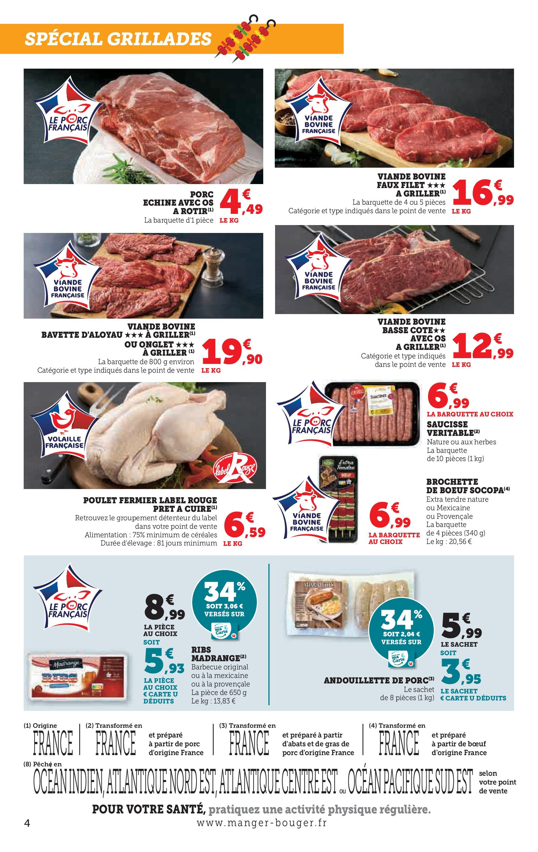 Hyper U - Le marché à prix bas! à partir du 06/07/2025 - promo en ligne | Page: 4 | Produits: Pêche, Barbecue, Saucisse, Bavette