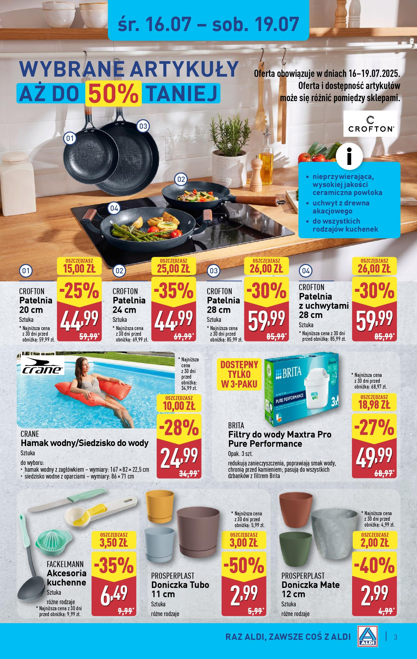 Aldi Gazetka - Hity od Środy i od Soboty od 16.07.2025 - Ulotka PDF, promocje | Strona: 3 | Produkty: Doniczka, Patelnia, Hamak