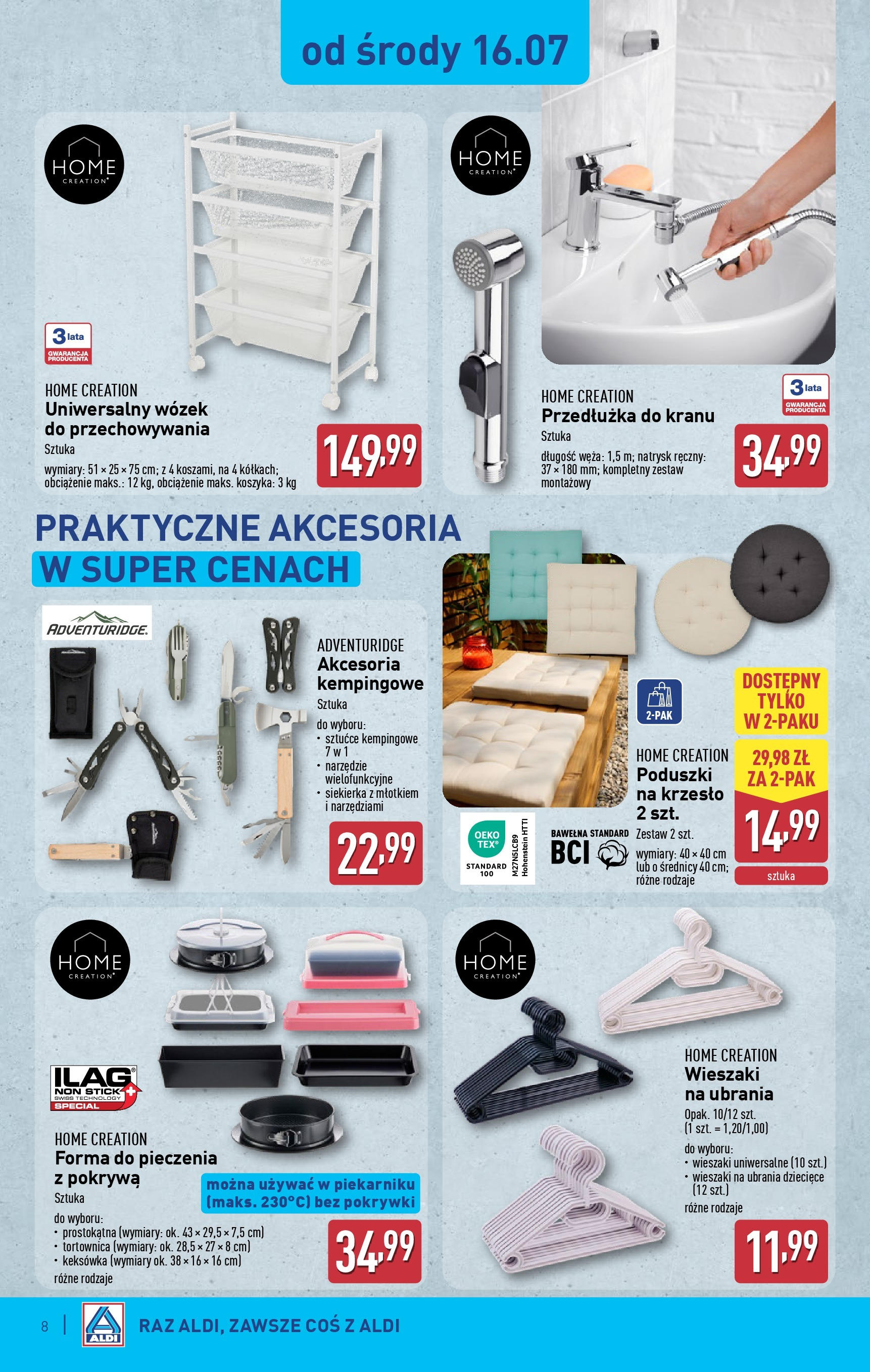 Aldi Gazetka - Hity od Środy i od Soboty od 16.07.2025 - Ulotka PDF, promocje | Strona: 8 | Produkty: Ubrania, Krzesło, Wieszaki, Sztućce