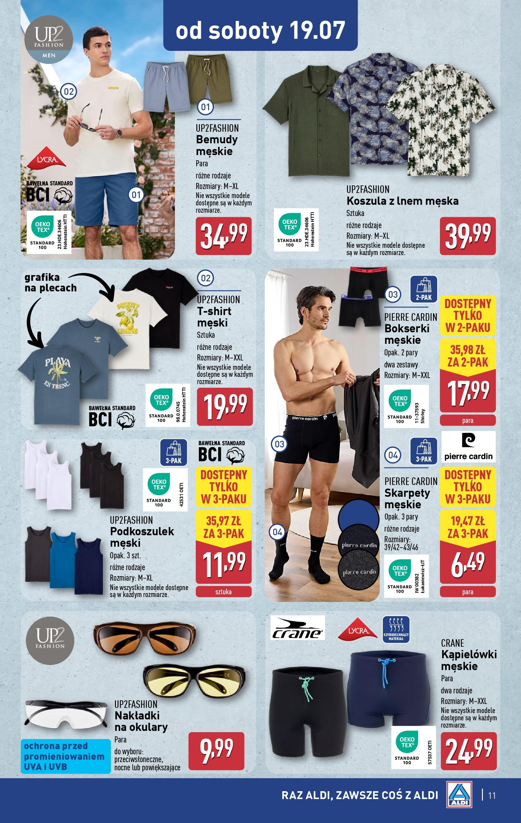 Aldi Gazetka - Hity od Środy i od Soboty od 16.07.2025 - Ulotka PDF, promocje | Strona: 11 | Produkty: Bokserki, Okulary, Bokserki męskie, Skarpety męskie