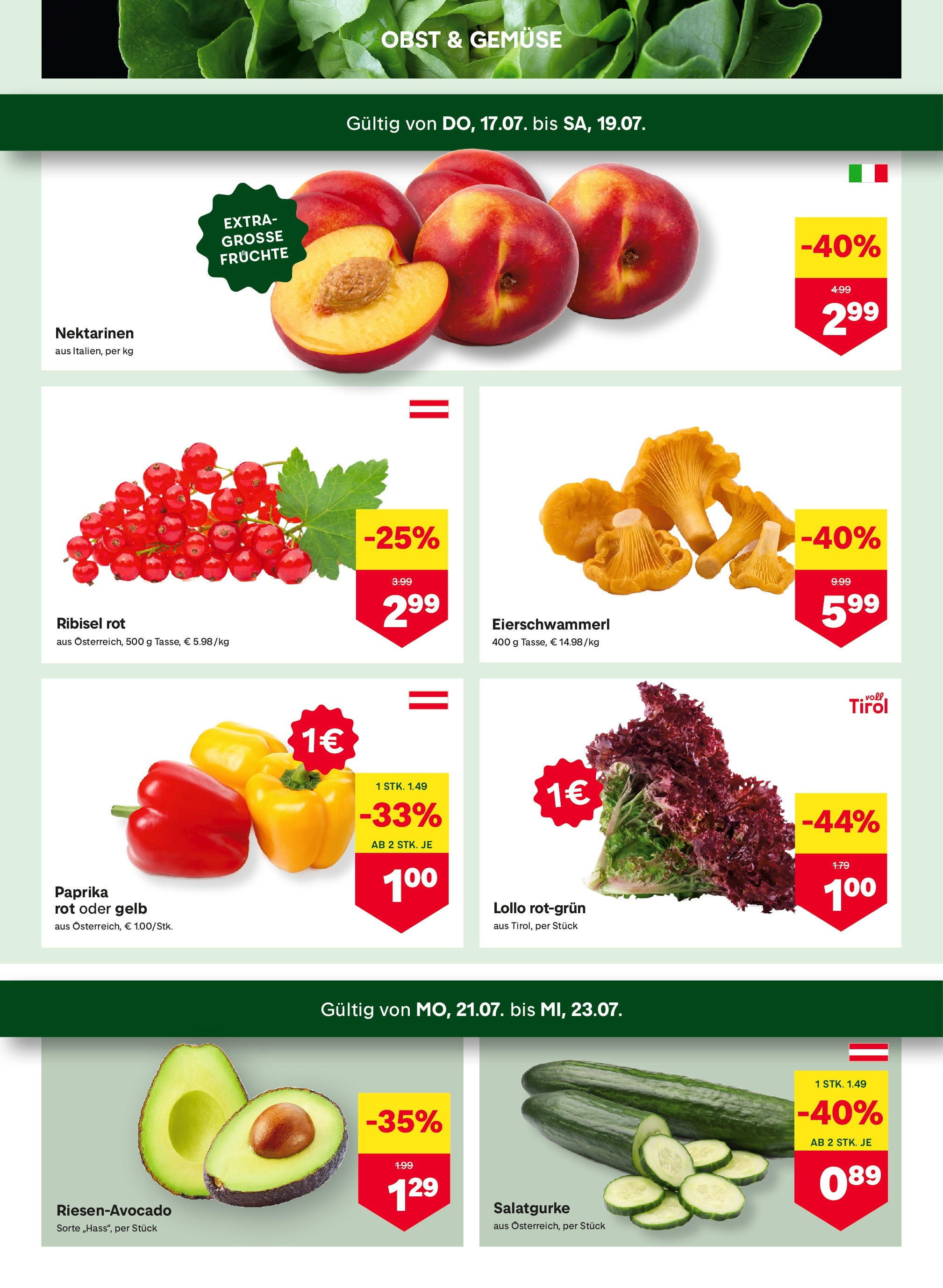 MPREIS Oberdrauburg von 16.07.2025 - Aktuelle Angebote | Seite: 2 | Produkte: Gemüse, Obst