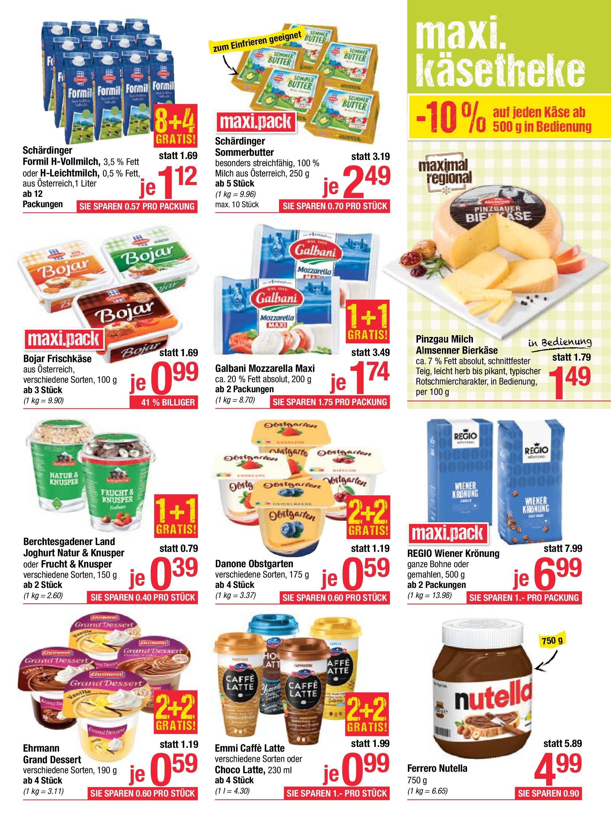 Maximarkt Haid, Linz von 14.07.2025 - Aktuelle Angebote | Seite: 9 | Produkte: Milch, Butter, Käse, Joghurt