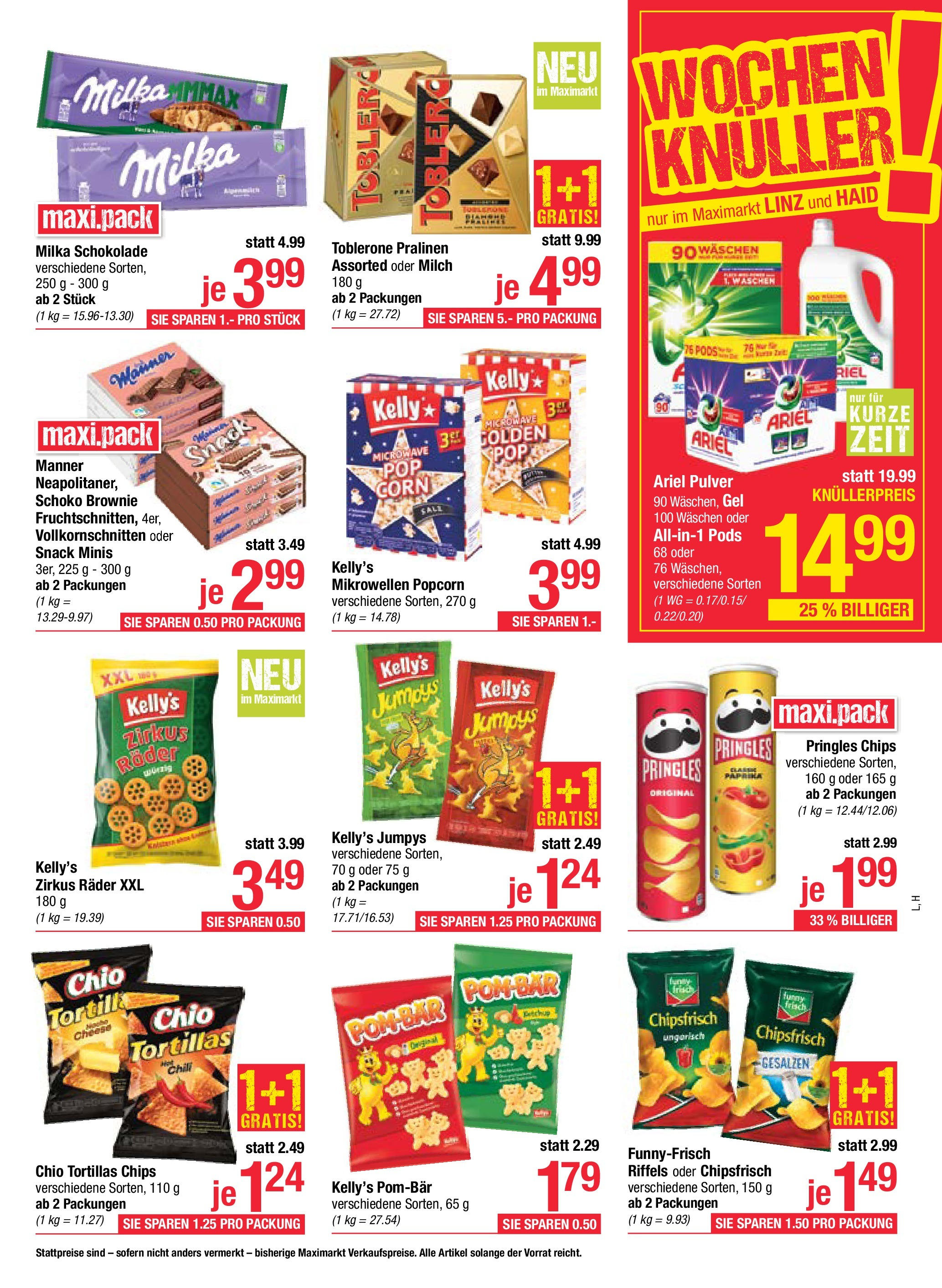 Maximarkt Haid, Linz von 14.07.2025 - Aktuelle Angebote | Seite: 11 | Produkte: Chips, Chili, Milch, Schokolade