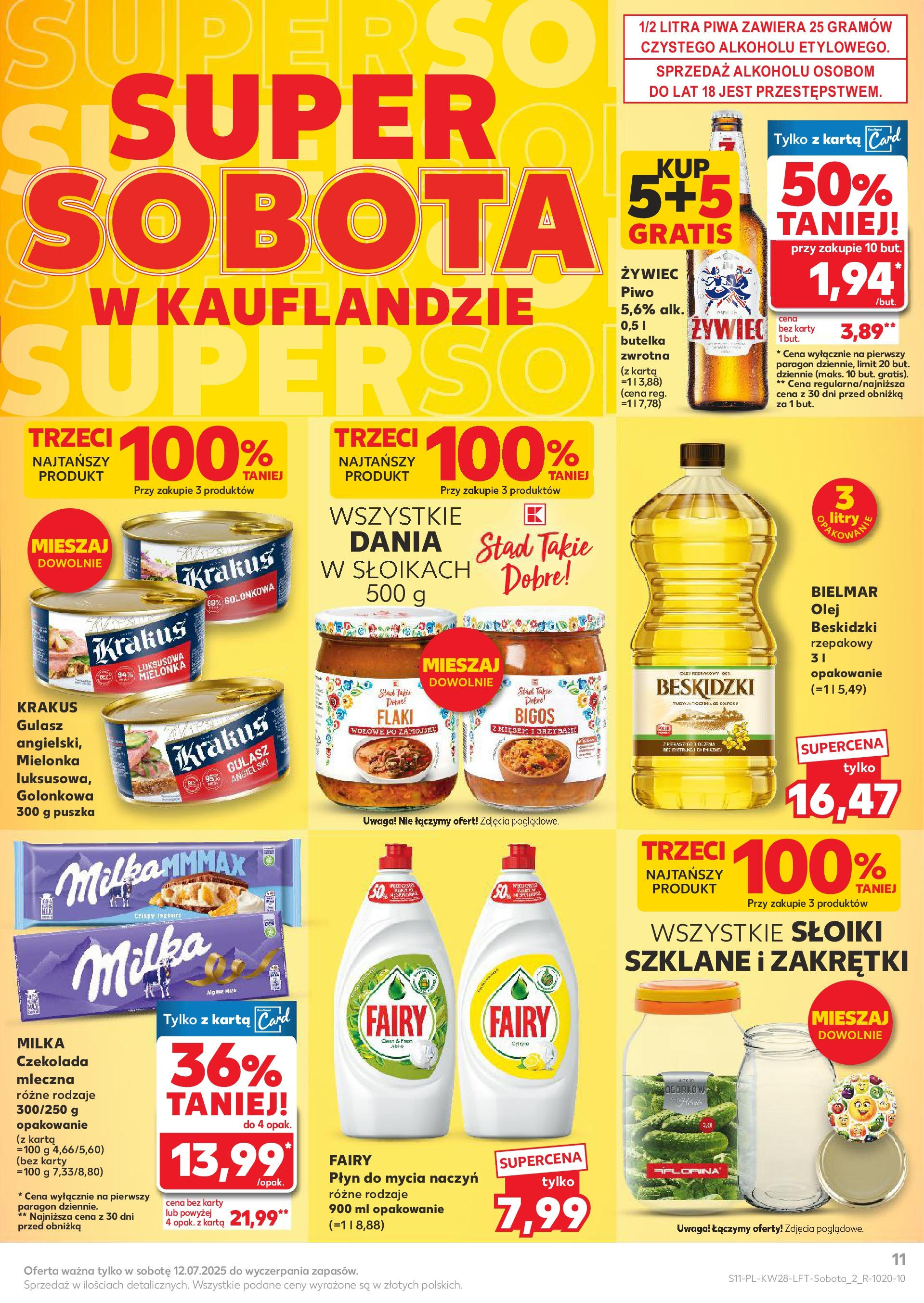 Kaufland gazetka (10.07.2025) - od jutra | Strona: 11 | Produkty: Czekolada mleczna, Flaki, Olej, Płyn do mycia naczyń Kaufland gazetka od 10.07.2025 - od jutra PDF | Strona: 11 | Produkty: Czekolada mleczna, Flaki, Olej, Płyn do mycia naczyń