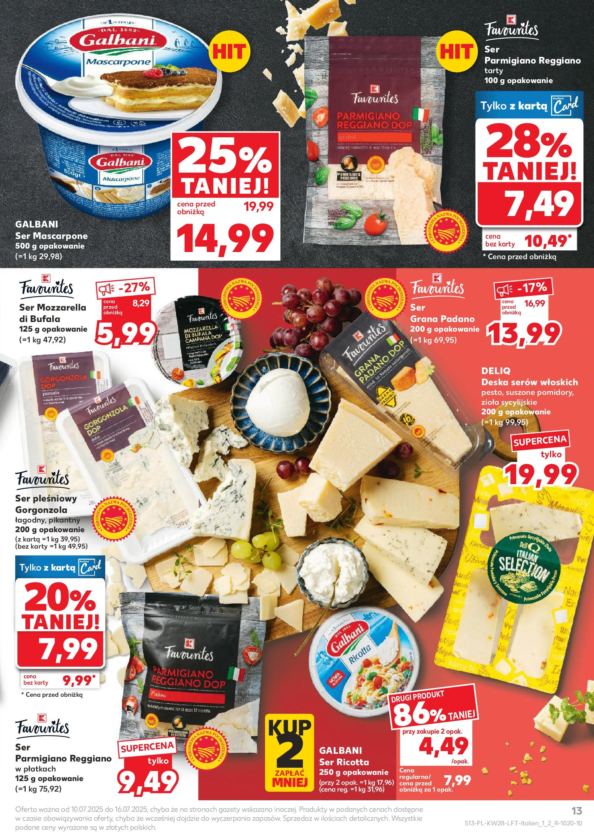 Kaufland gazetka (10.07.2025) - od jutra | Strona: 13 | Produkty: Karta, Deska serów, Mozzarella, Ricotta Kaufland gazetka od 10.07.2025 - od jutra PDF | Strona: 13 | Produkty: Karta, Deska serów, Mozzarella, Ricotta