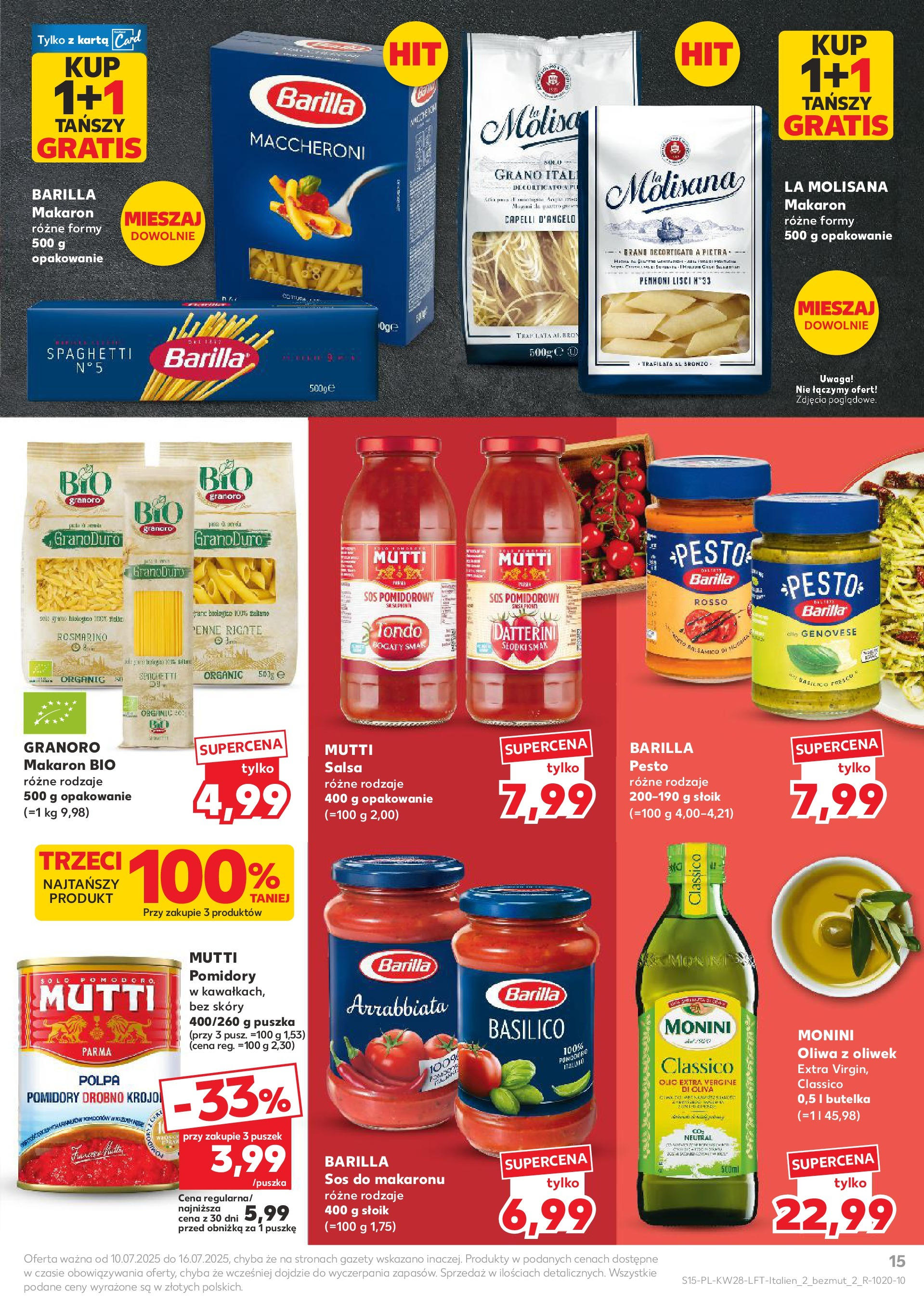 Kaufland gazetka (10.07.2025) - od jutra | Strona: 15 | Produkty: Karta, Oliwa z oliwek, Pomidory, Sos Kaufland gazetka od 10.07.2025 - od jutra PDF | Strona: 15 | Produkty: Karta, Oliwa z oliwek, Pomidory, Sos