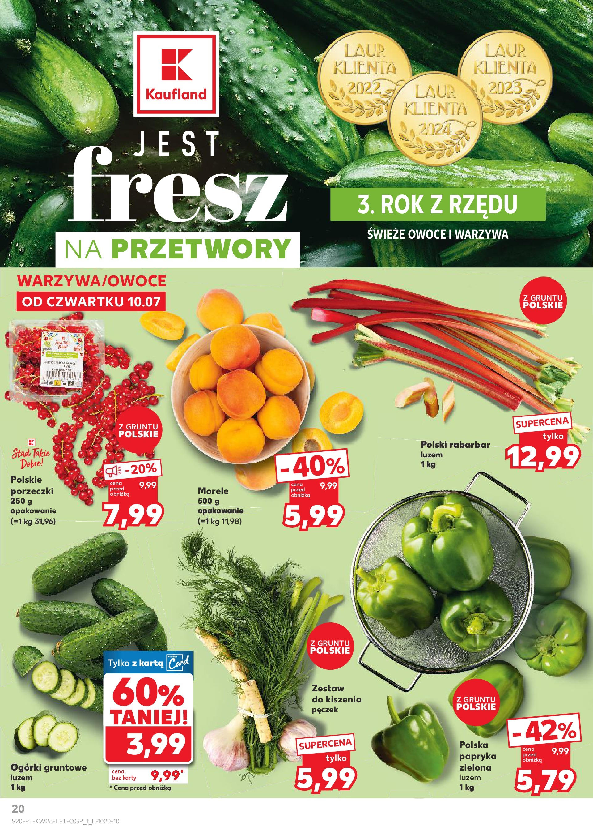 Kaufland gazetka (10.07.2025) - od jutra | Strona: 20 | Produkty: Ogórki, Ogórki gruntowe, Warzywa, Owoce Kaufland gazetka od 10.07.2025 - od jutra PDF | Strona: 20 | Produkty: Ogórki, Ogórki gruntowe, Warzywa, Owoce