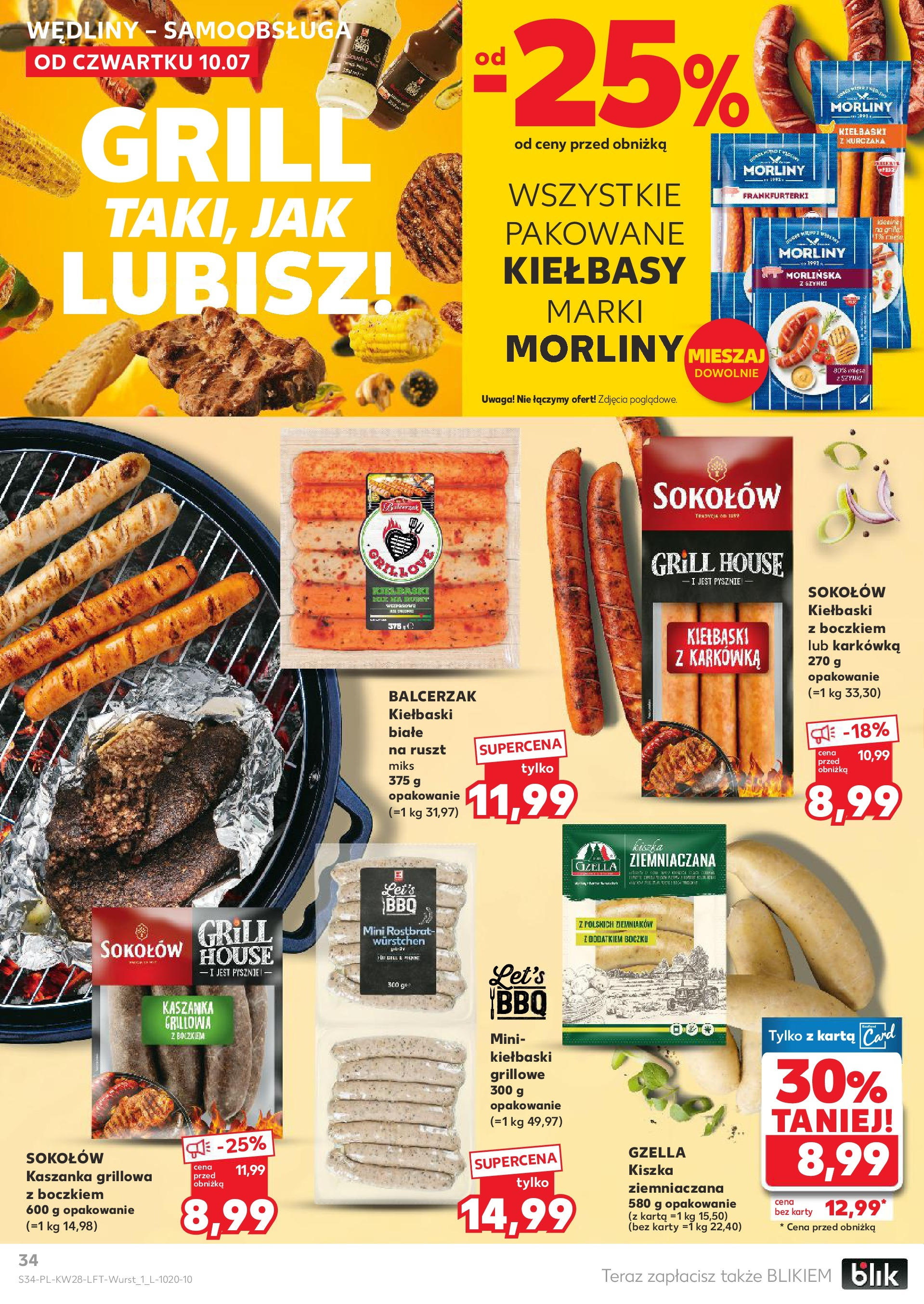 Kaufland gazetka (10.07.2025) - od jutra | Strona: 34 | Produkty: Frankfurterki, Kiełbaski, Ruszt, Kiełbasy Morliny Kaufland gazetka od 10.07.2025 - od jutra PDF | Strona: 34 | Produkty: Frankfurterki, Kiełbaski, Ruszt, Kiełbasy Morliny