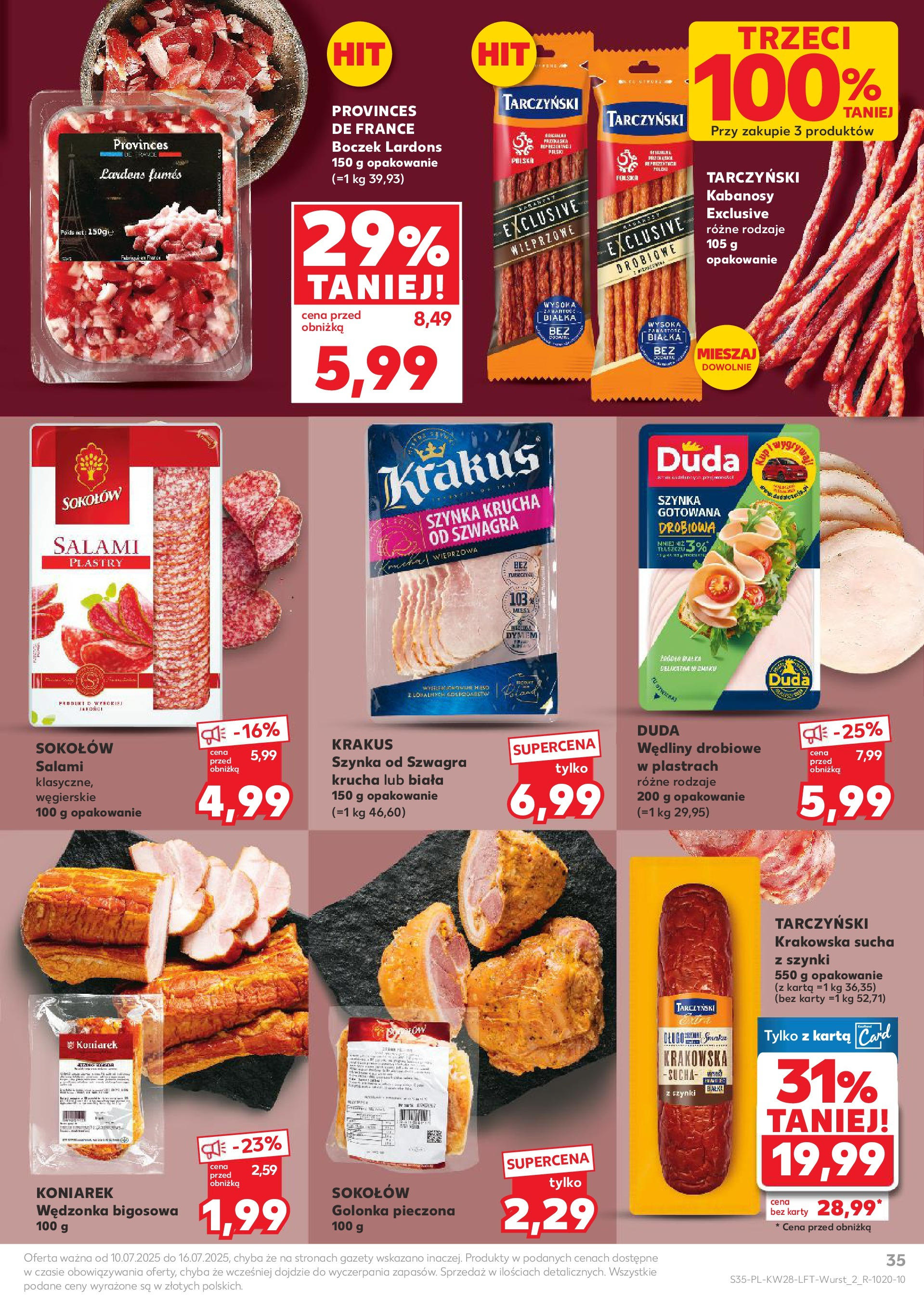 Kaufland gazetka (10.07.2025) - od jutra | Strona: 35 | Produkty: Karta, Kabanosy, Boczek, Salami Kaufland gazetka od 10.07.2025 - od jutra PDF | Strona: 35 | Produkty: Karta, Kabanosy, Boczek, Salami