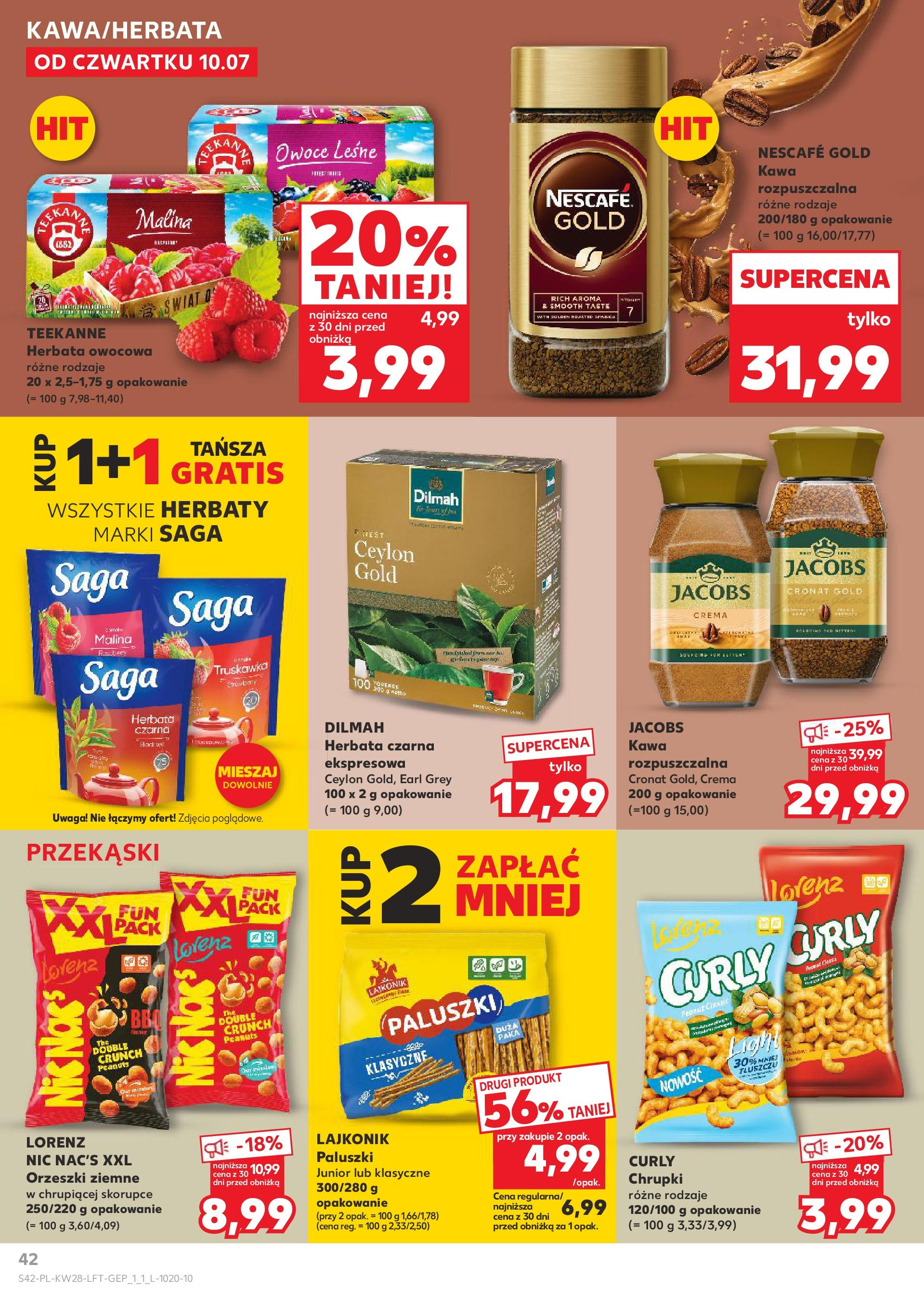 Kaufland gazetka (10.07.2025) - od jutra | Strona: 42 | Produkty: Nescafe, Kawa rozpuszczalna, Orzeszki ziemne, Herbata Kaufland gazetka od 10.07.2025 - od jutra PDF | Strona: 42 | Produkty: Nescafe, Kawa rozpuszczalna, Orzeszki ziemne, Herbata
