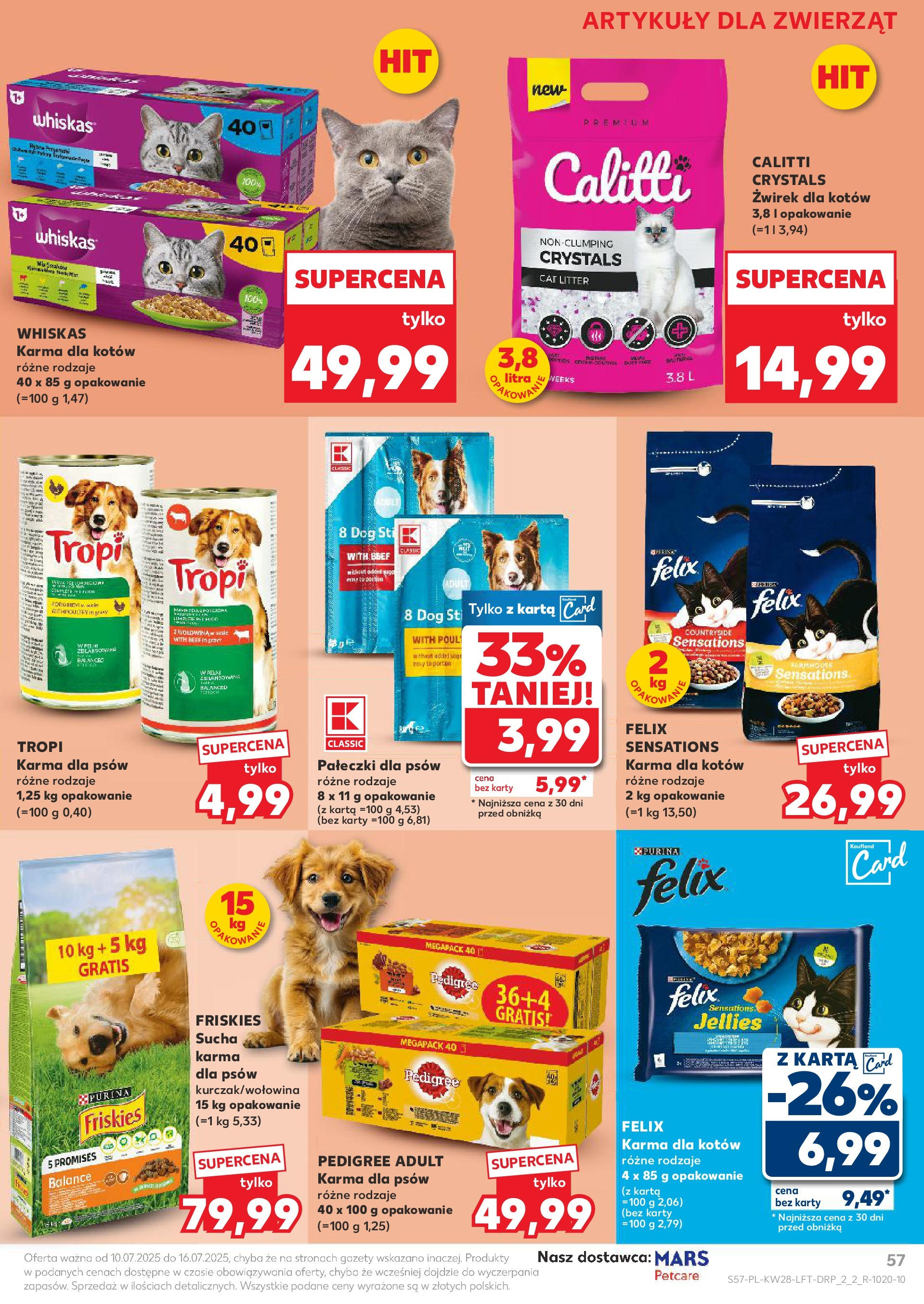Kaufland gazetka (10.07.2025) - od jutra | Strona: 57 | Produkty: Karta, Pedigree, Karma dla kotów, Karma dla psów Kaufland gazetka od 10.07.2025 - od jutra PDF | Strona: 57 | Produkty: Karta, Pedigree, Karma dla kotów, Karma dla psów
