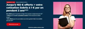 Jusqu'à 160 € offerts + votre cotisation Sobrio à 1 € par an pendant 2 ans