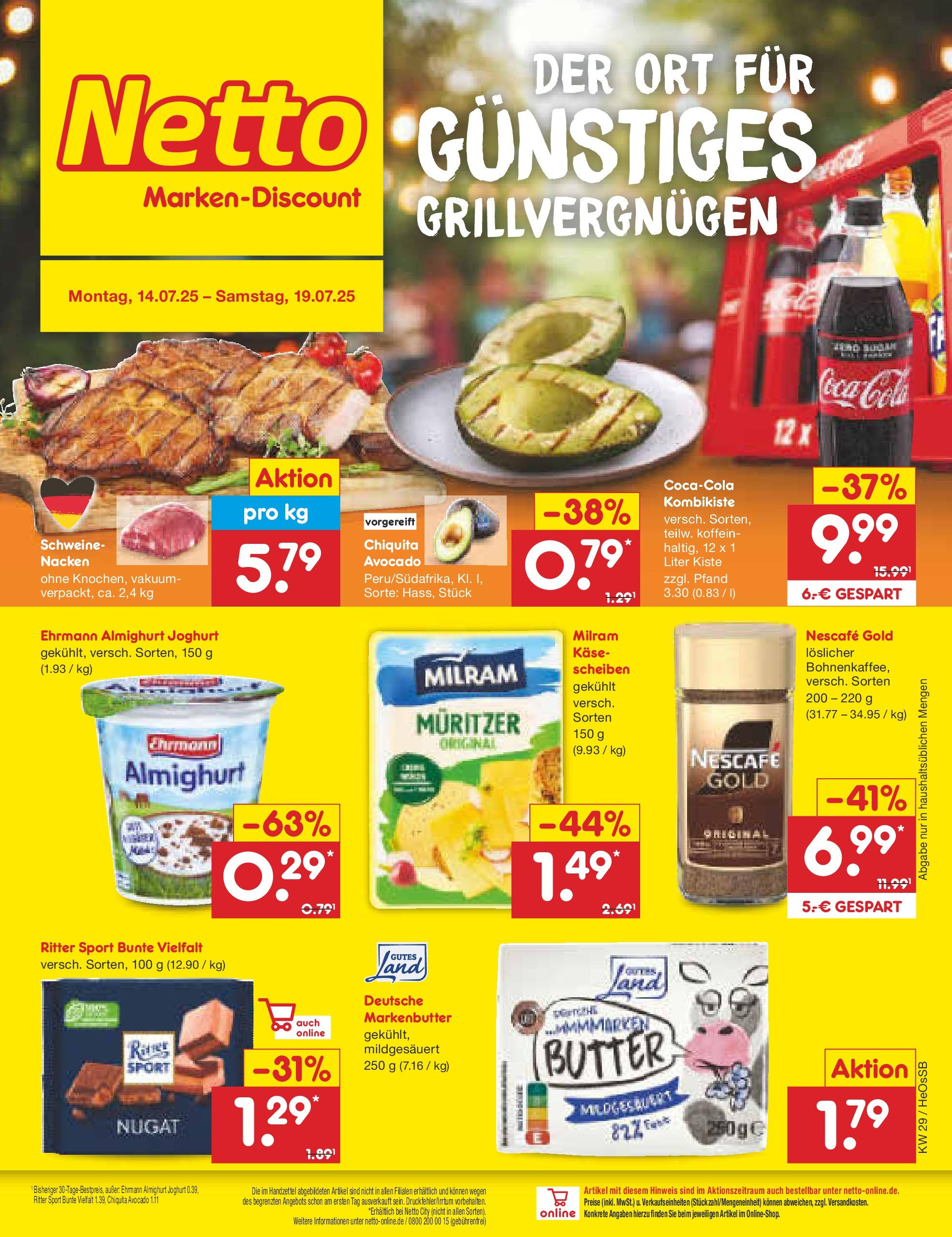 Netto Marken-Discount prospekt Kröpelin (ab 13.07.2025) » Angebote | Seite: 1 | Produkte: Coca cola, Cola, Butter, Ritter sport Netto Marken-Discount prospekt Kröpelin (ab 13.07.2025) » Angebote | Seite: 1 | Produkte: Coca cola, Cola, Butter, Ritter sport