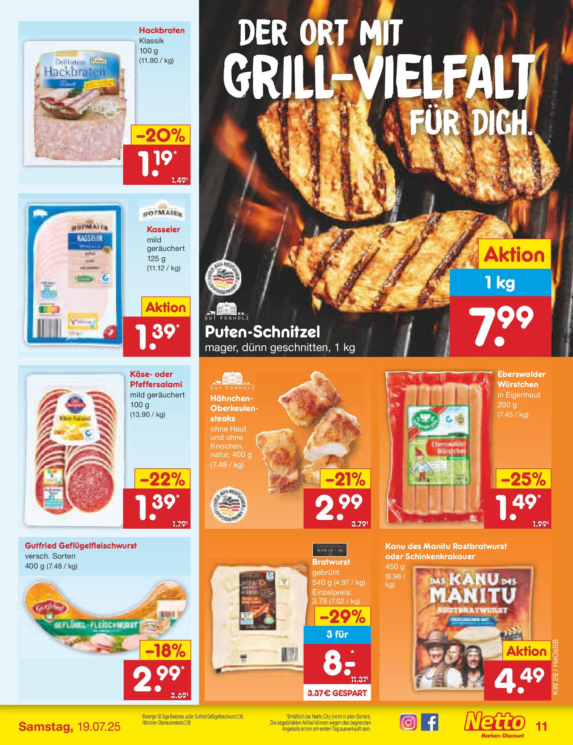 Netto Marken-Discount prospekt Kröpelin (ab 13.07.2025) » Angebote | Seite: 13 | Produkte: Hahnchen, Käse, Putenschnitzel, Salami Netto Marken-Discount prospekt Kröpelin (ab 13.07.2025) » Angebote | Seite: 13 | Produkte: Hahnchen, Käse, Putenschnitzel, Salami