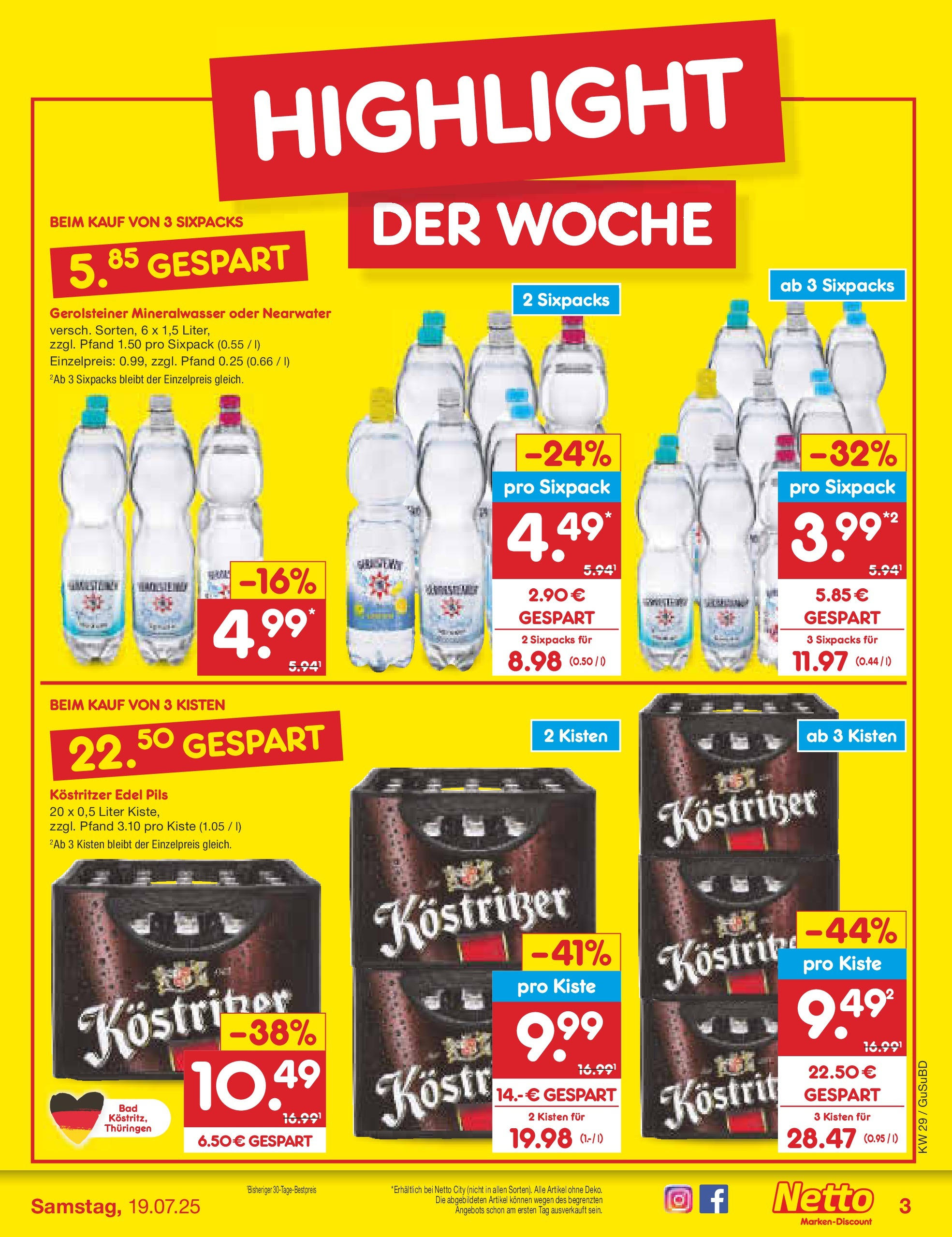 Netto Marken-Discount prospekt Glauchau (ab 13.07.2025) » Angebote | Seite: 3 | Produkte: Kostritzer, Pils, Mineralwasser, Gerolsteiner Netto Marken-Discount prospekt Glauchau (ab 13.07.2025) » Angebote | Seite: 3 | Produkte: Kostritzer, Pils, Mineralwasser, Gerolsteiner