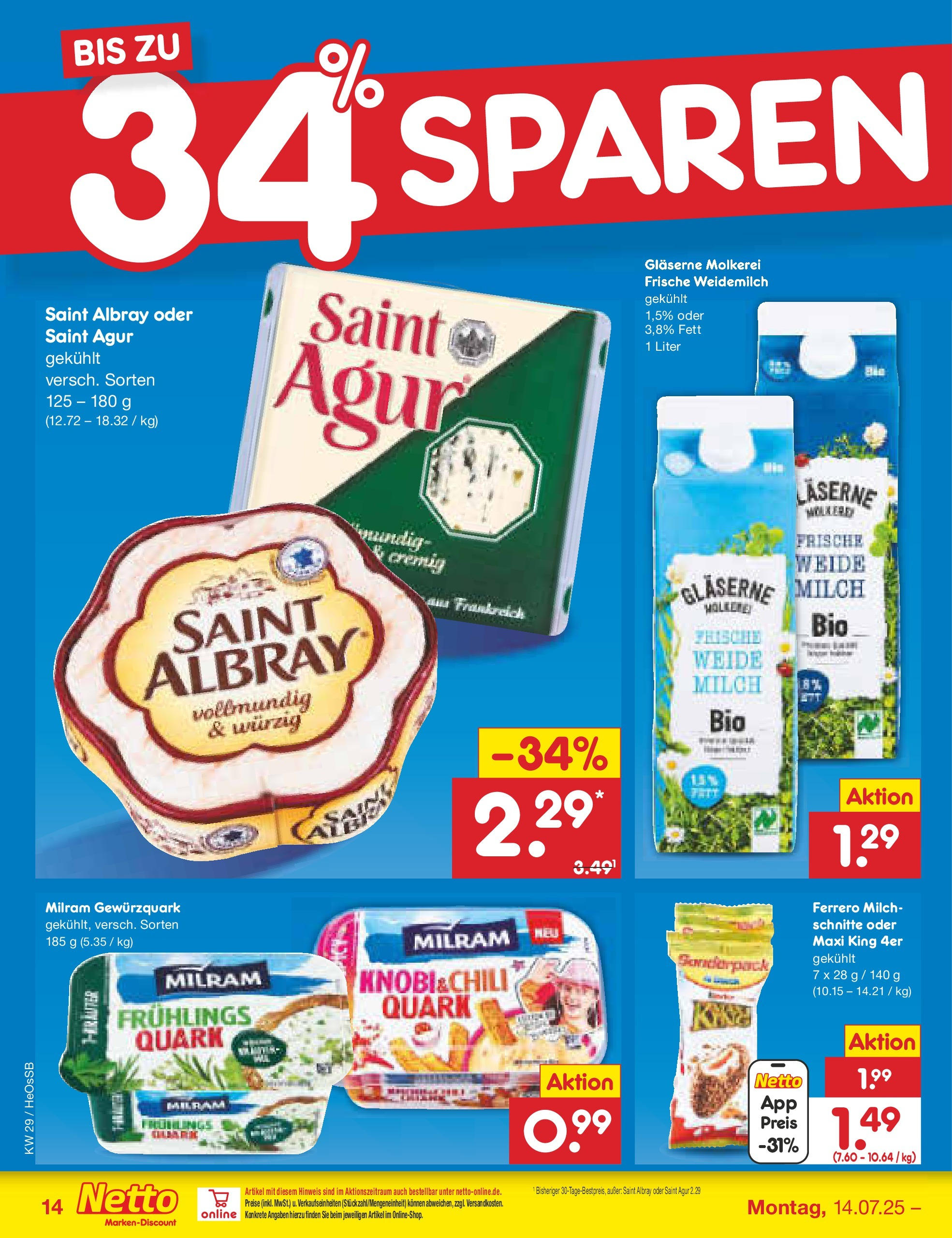 Netto Marken-Discount prospekt Kröpelin (ab 13.07.2025) » Angebote | Seite: 18 | Produkte: Quark, Milch, Milram, Chili Netto Marken-Discount prospekt Kröpelin (ab 13.07.2025) » Angebote | Seite: 18 | Produkte: Quark, Milch, Milram, Chili