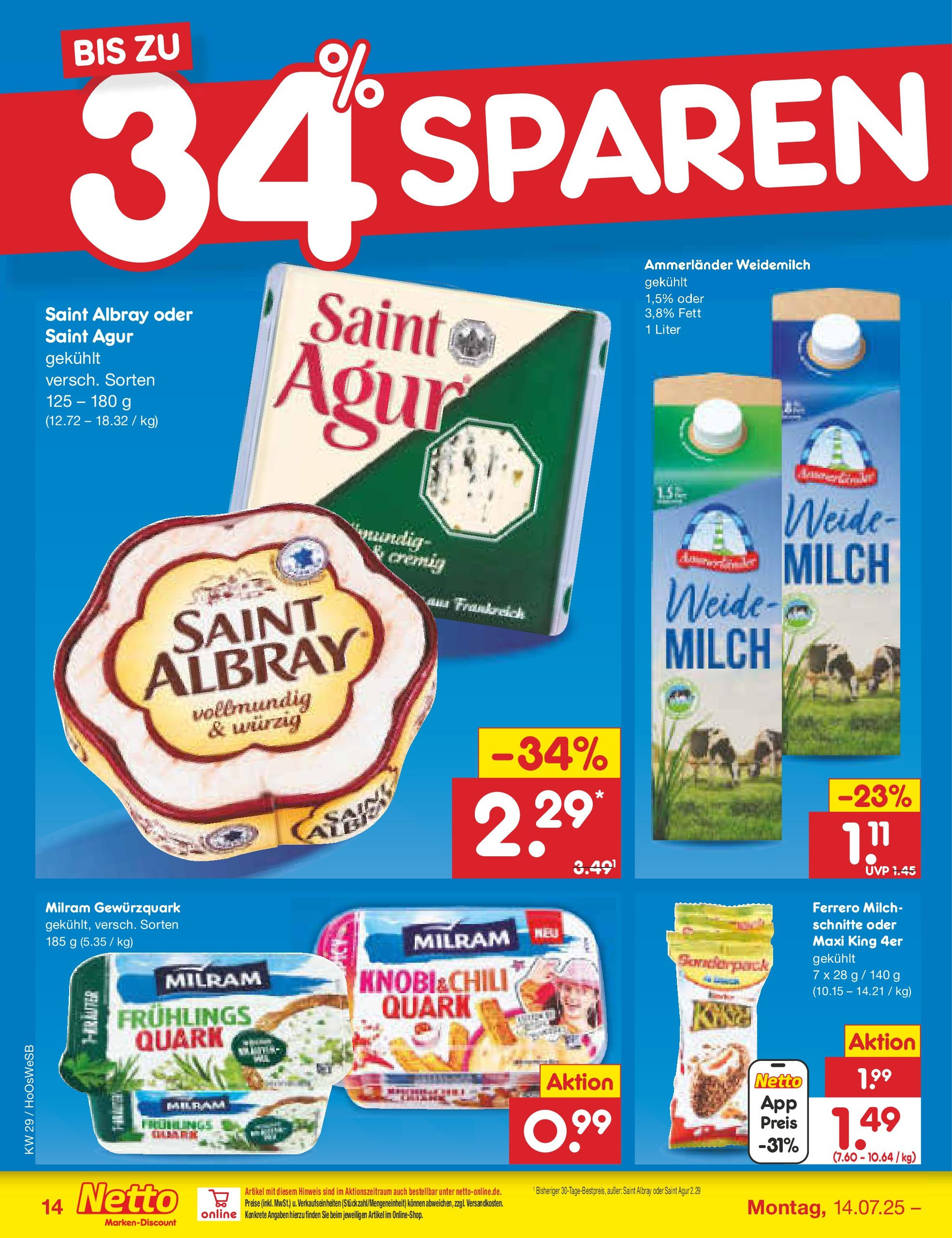 Netto Marken-Discount prospekt Braunschweig-Lamme (ab 13.07.2025) » Angebote | Seite: 18 | Produkte: Quark, Milch, Milram Netto Marken-Discount prospekt Braunschweig-Lamme (ab 13.07.2025) » Angebote | Seite: 18 | Produkte: Quark, Milch, Milram