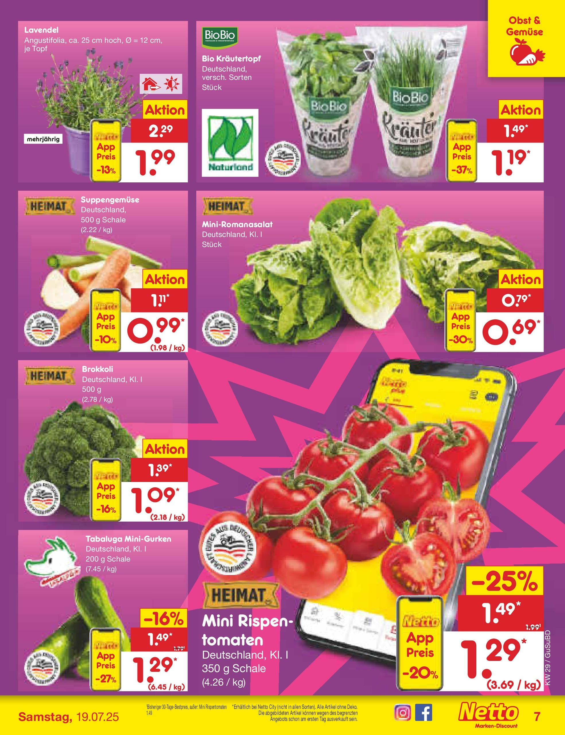 Netto Marken-Discount prospekt Glauchau (ab 13.07.2025) » Angebote | Seite: 7 | Produkte: Tomaten, Gemüse, Obst, Brokkoli Netto Marken-Discount prospekt Glauchau (ab 13.07.2025) » Angebote | Seite: 7 | Produkte: Tomaten, Gemüse, Obst, Brokkoli