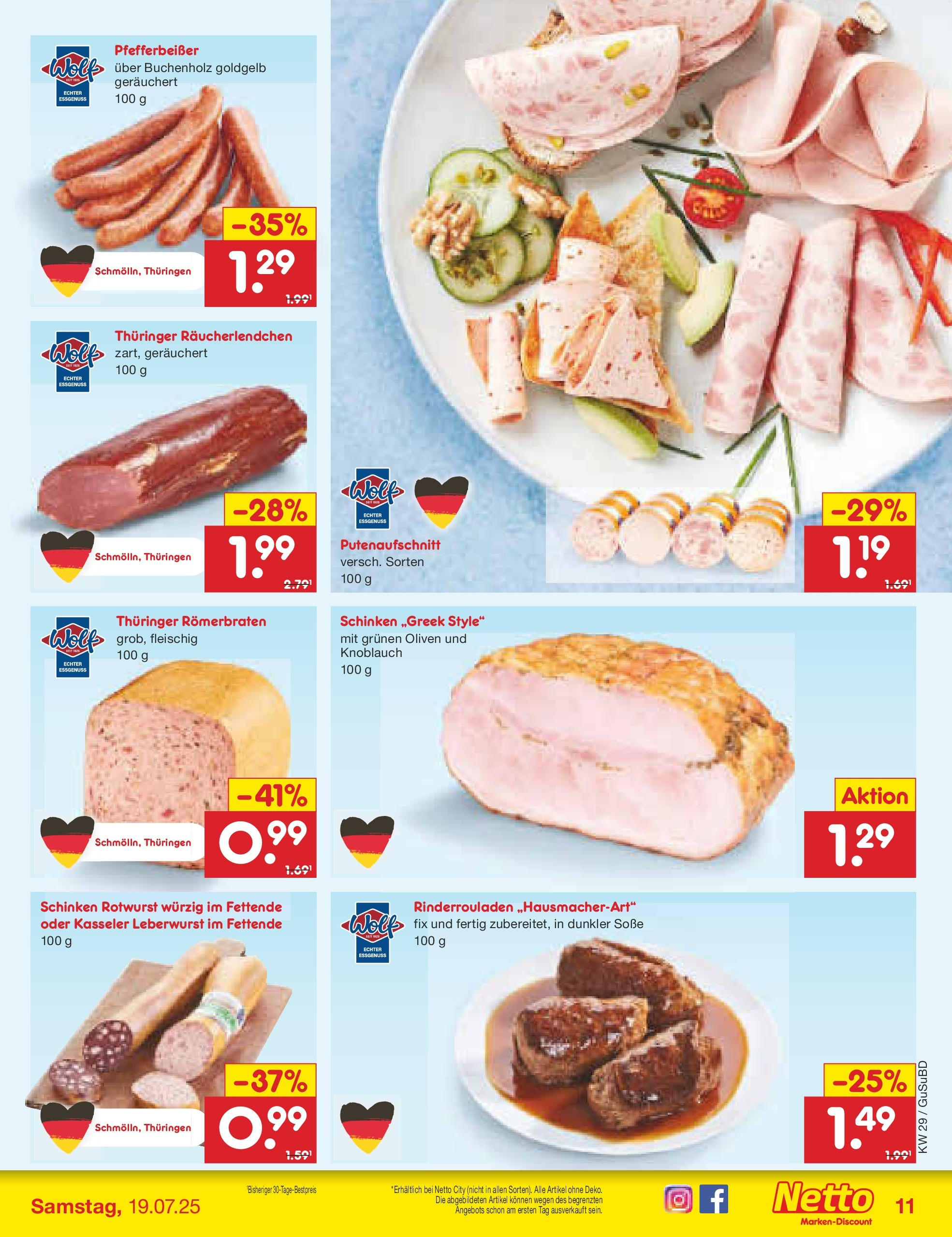 Netto Marken-Discount prospekt Glauchau (ab 13.07.2025) » Angebote | Seite: 13 | Produkte: Rinderrouladen, Soße, Knoblauch, Schinken Netto Marken-Discount prospekt Glauchau (ab 13.07.2025) » Angebote | Seite: 13 | Produkte: Rinderrouladen, Soße, Knoblauch, Schinken