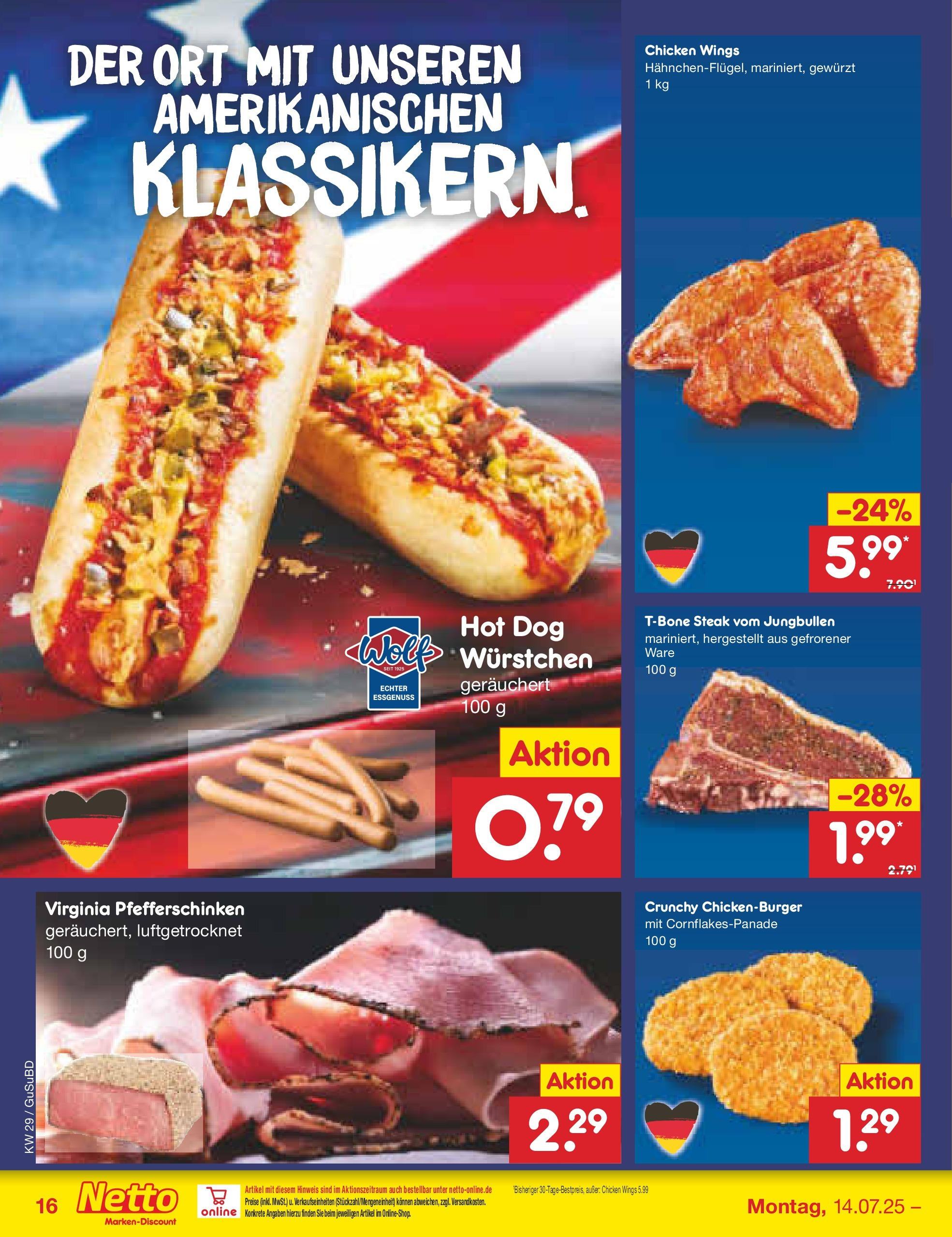 Netto Marken-Discount prospekt Glauchau (ab 13.07.2025) » Angebote | Seite: 22 | Produkte: Burger, Steak Netto Marken-Discount prospekt Glauchau (ab 13.07.2025) » Angebote | Seite: 22 | Produkte: Burger, Steak