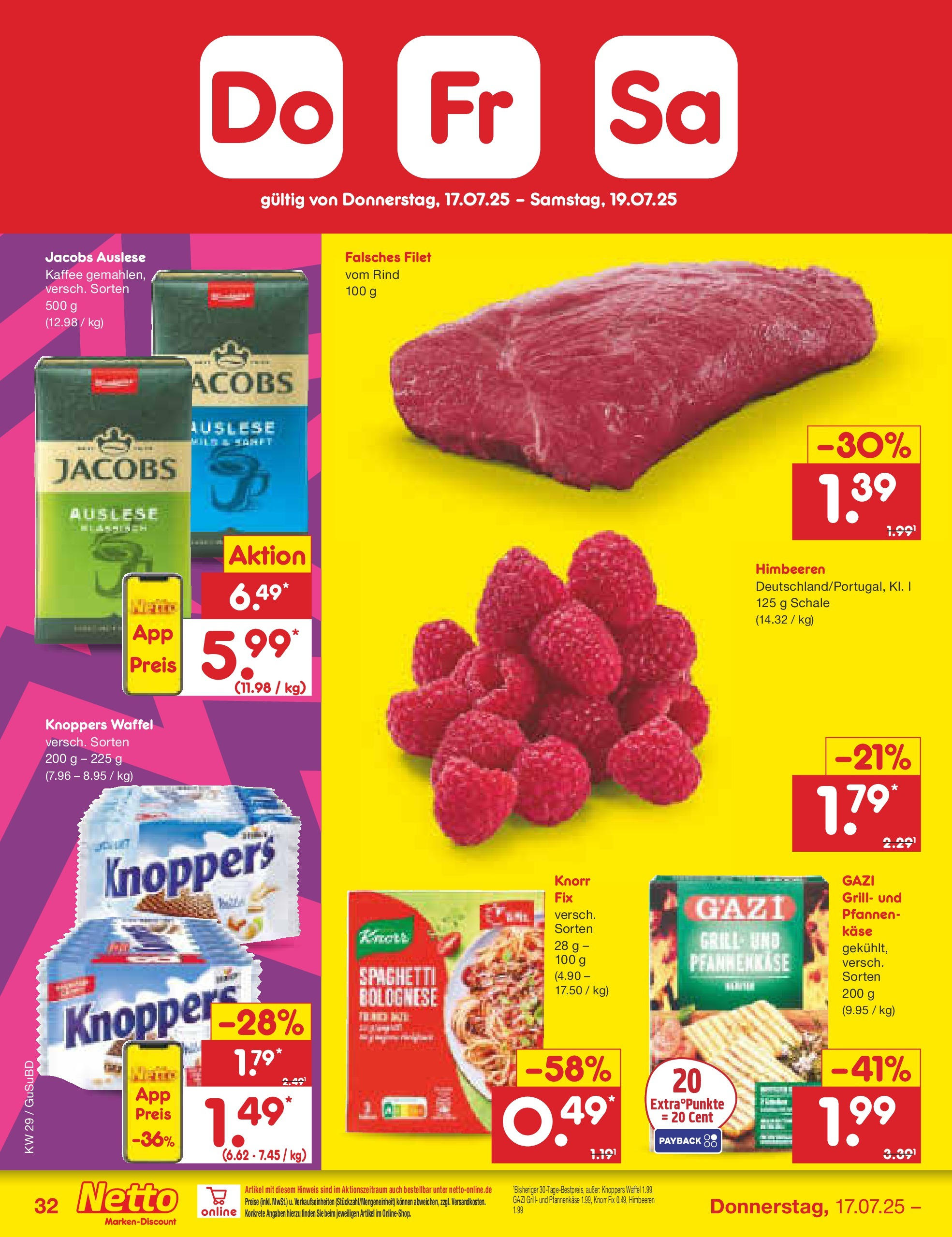 Netto Marken-Discount prospekt Glauchau (ab 13.07.2025) » Angebote | Seite: 50 | Produkte: Himbeeren, Knorr fix, Grill, Kaffee Netto Marken-Discount prospekt Glauchau (ab 13.07.2025) » Angebote | Seite: 50 | Produkte: Himbeeren, Knorr fix, Grill, Kaffee