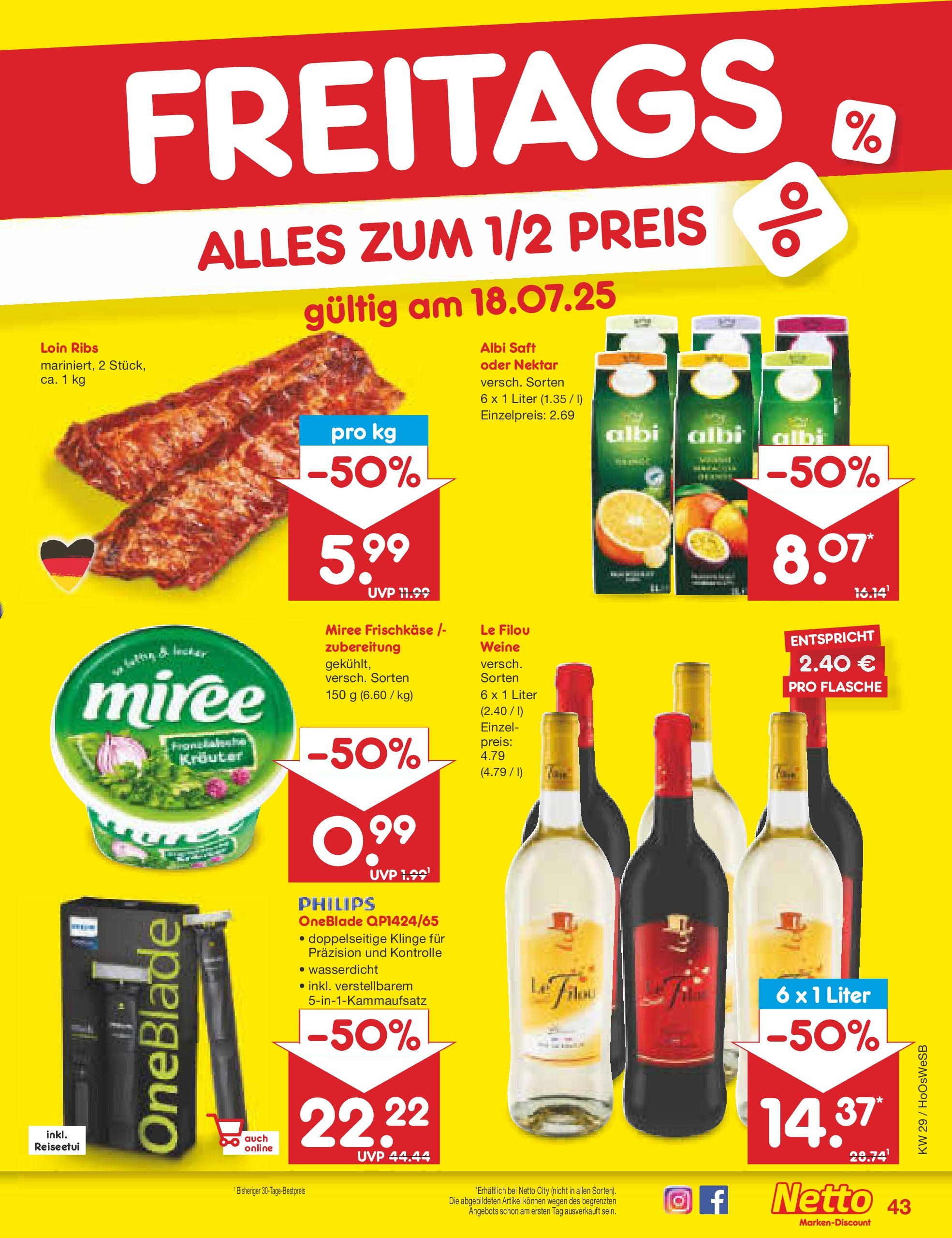 Netto Marken-Discount prospekt Braunschweig-Lamme (ab 13.07.2025) » Angebote | Seite: 65 | Produkte: Philips, Le filou, Saft, Frischkase Netto Marken-Discount prospekt Braunschweig-Lamme (ab 13.07.2025) » Angebote | Seite: 65 | Produkte: Philips, Le filou, Saft, Frischkase