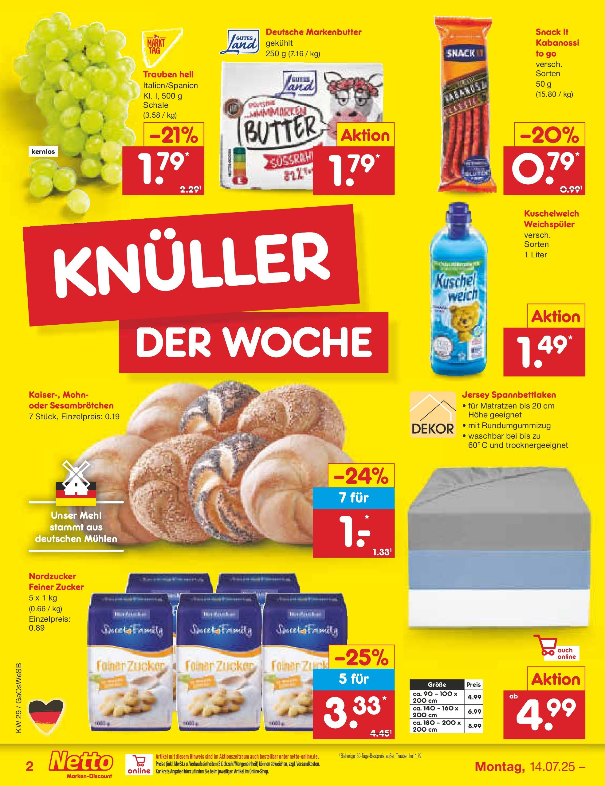 Netto Marken-Discount prospekt Moormerland (ab 13.07.2025) » Angebote | Seite: 2 | Produkte: Butter, Trauben, Weichspüler, Zucker Netto Marken-Discount prospekt Moormerland (ab 13.07.2025) » Angebote | Seite: 2 | Produkte: Butter, Trauben, Weichspüler, Zucker