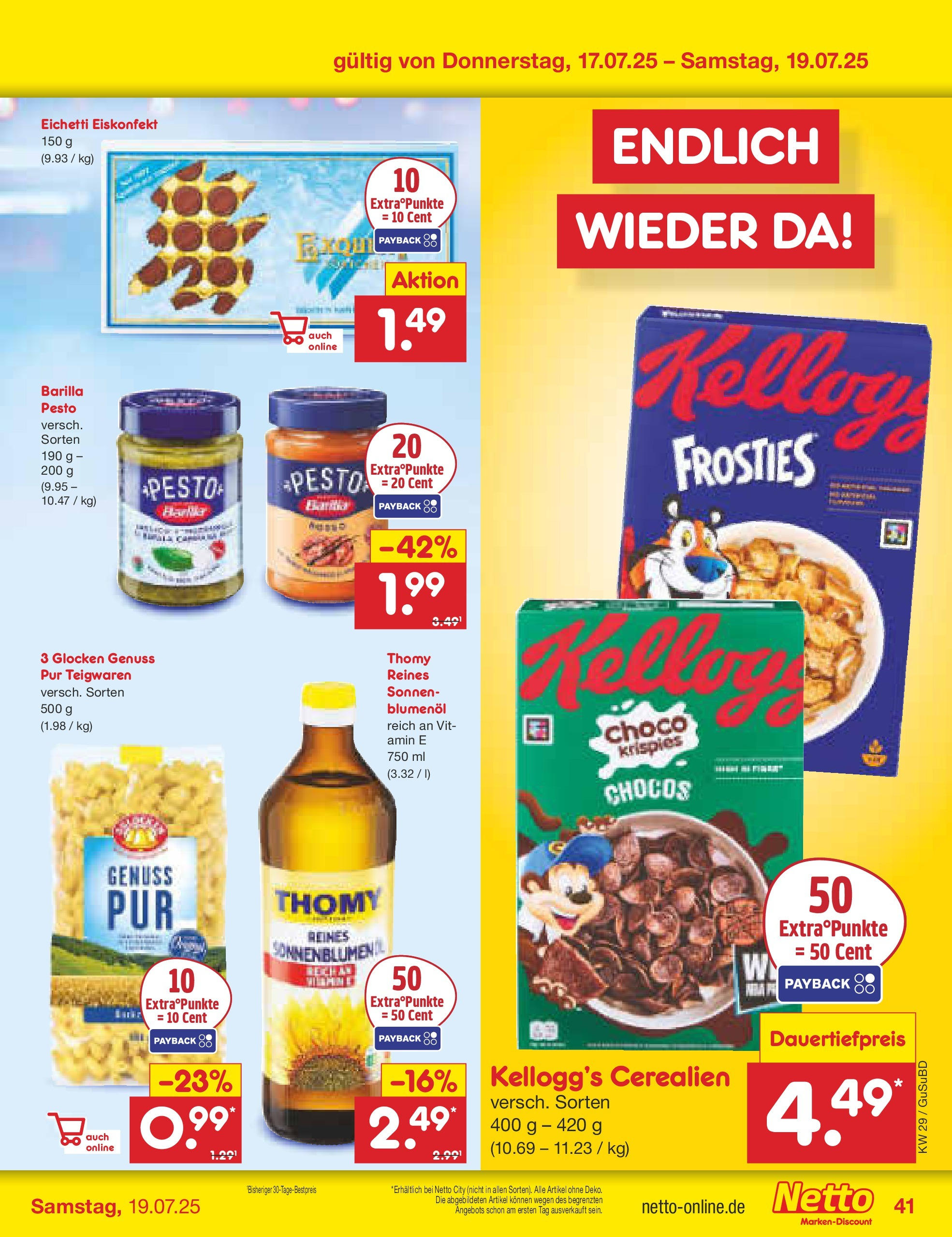 Netto Marken-Discount prospekt Glauchau (ab 13.07.2025) » Angebote | Seite: 63 | Produkte: Barilla, Sonnenblumenol, Kellogg's, Pasta Netto Marken-Discount prospekt Glauchau (ab 13.07.2025) » Angebote | Seite: 63 | Produkte: Barilla, Sonnenblumenol, Kellogg's, Pasta