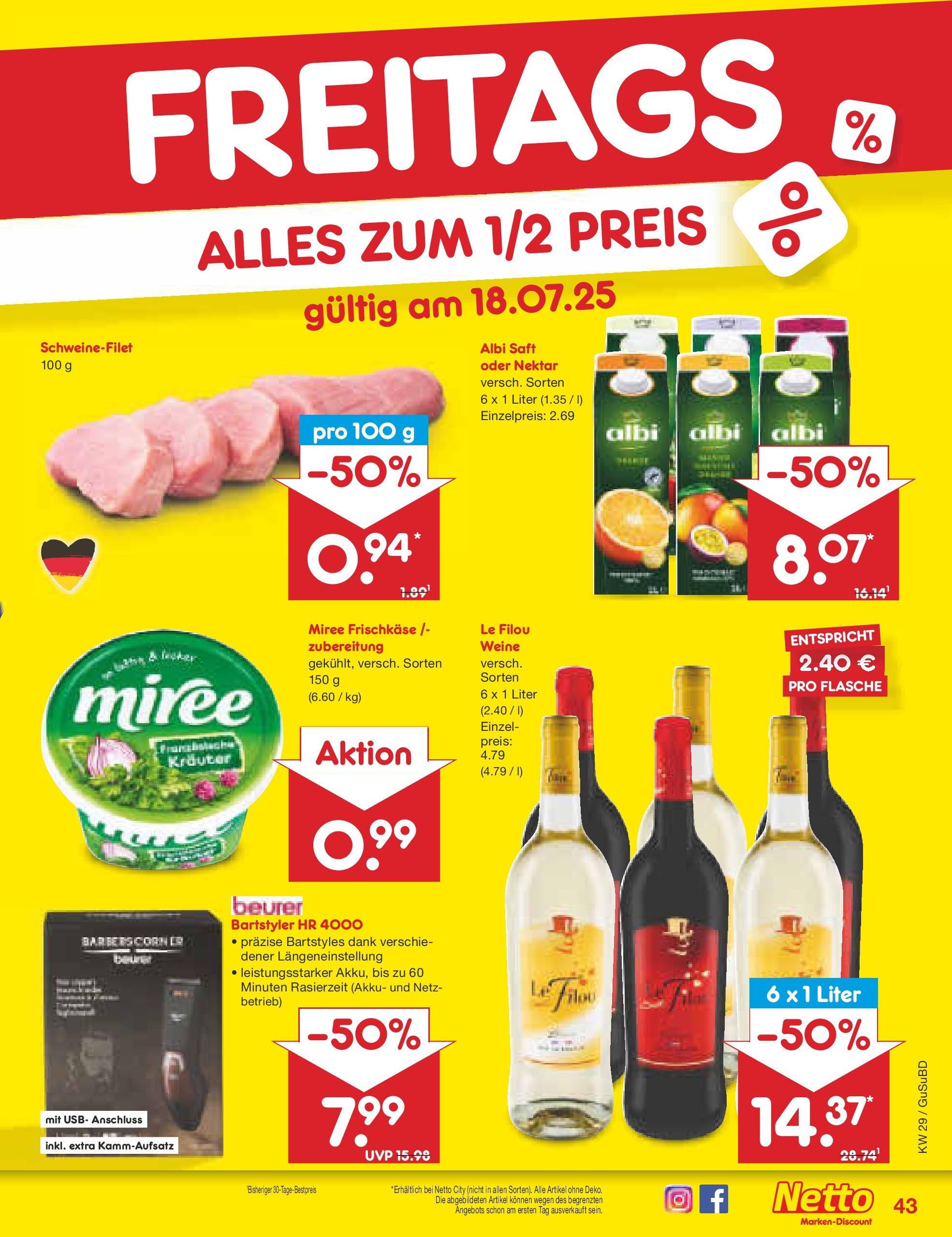 Netto Marken-Discount prospekt Glauchau (ab 13.07.2025) » Angebote | Seite: 65 | Produkte: USB, Le filou, Saft, Frischkase Netto Marken-Discount prospekt Glauchau (ab 13.07.2025) » Angebote | Seite: 65 | Produkte: USB, Le filou, Saft, Frischkase