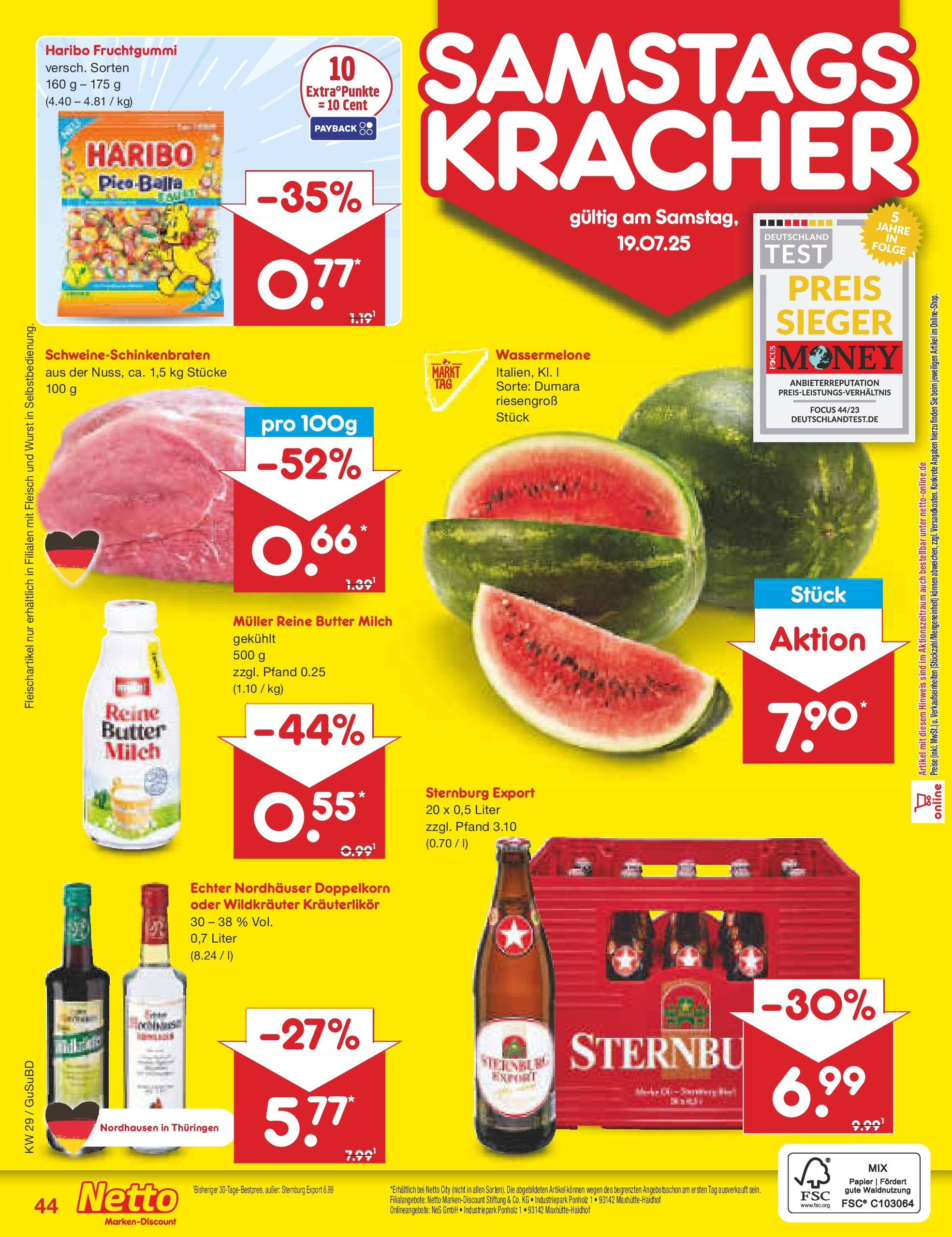 Netto Marken-Discount prospekt Glauchau (ab 13.07.2025) » Angebote | Seite: 66 | Produkte: Haribo, Milch, Wassermelone, Fleisch Netto Marken-Discount prospekt Glauchau (ab 13.07.2025) » Angebote | Seite: 66 | Produkte: Haribo, Milch, Wassermelone, Fleisch