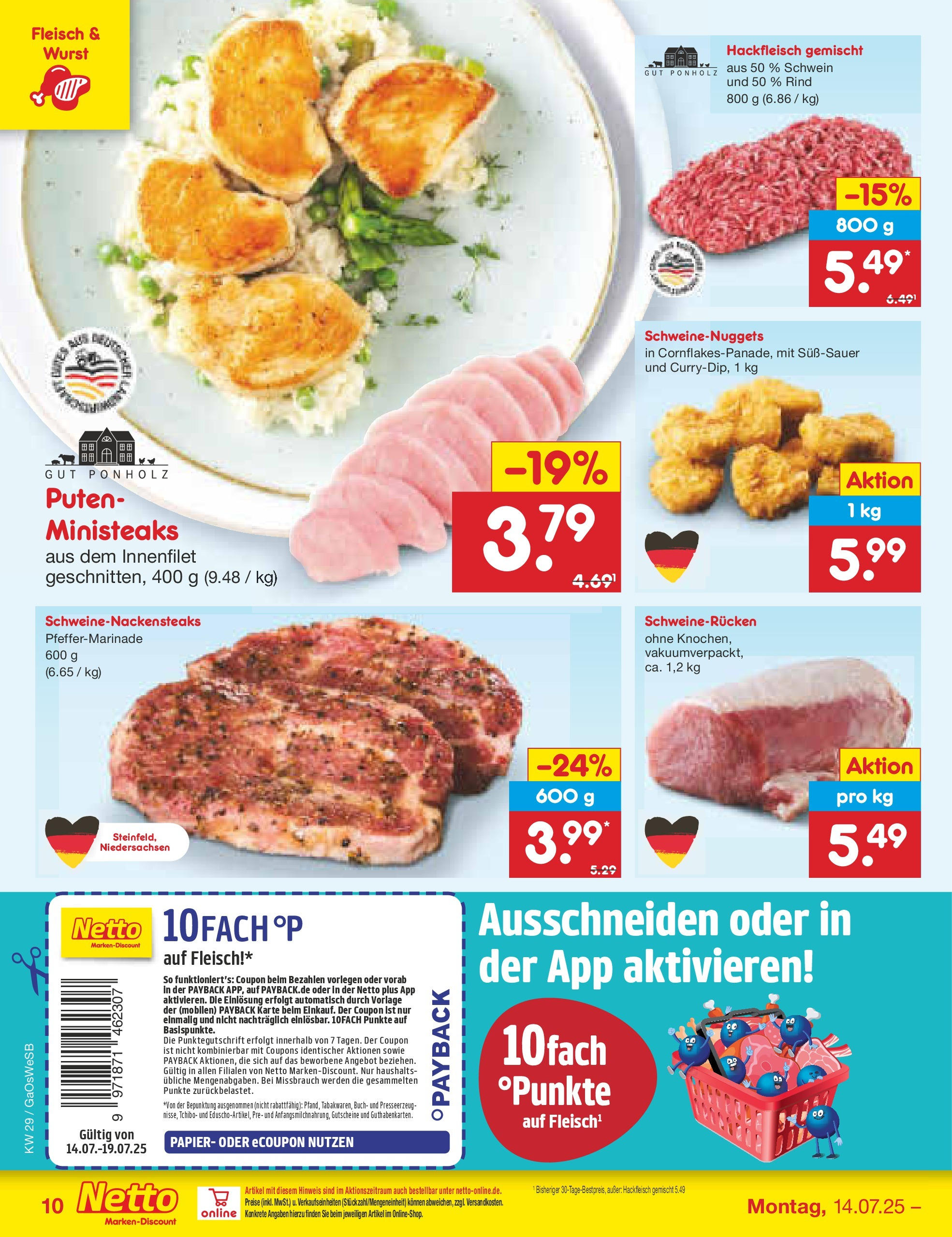 Netto Marken-Discount prospekt Moormerland (ab 13.07.2025) » Angebote | Seite: 12 | Produkte: Wurst, Schweinerucken, Fleisch, Hackfleisch Netto Marken-Discount prospekt Moormerland (ab 13.07.2025) » Angebote | Seite: 12 | Produkte: Wurst, Schweinerucken, Fleisch, Hackfleisch