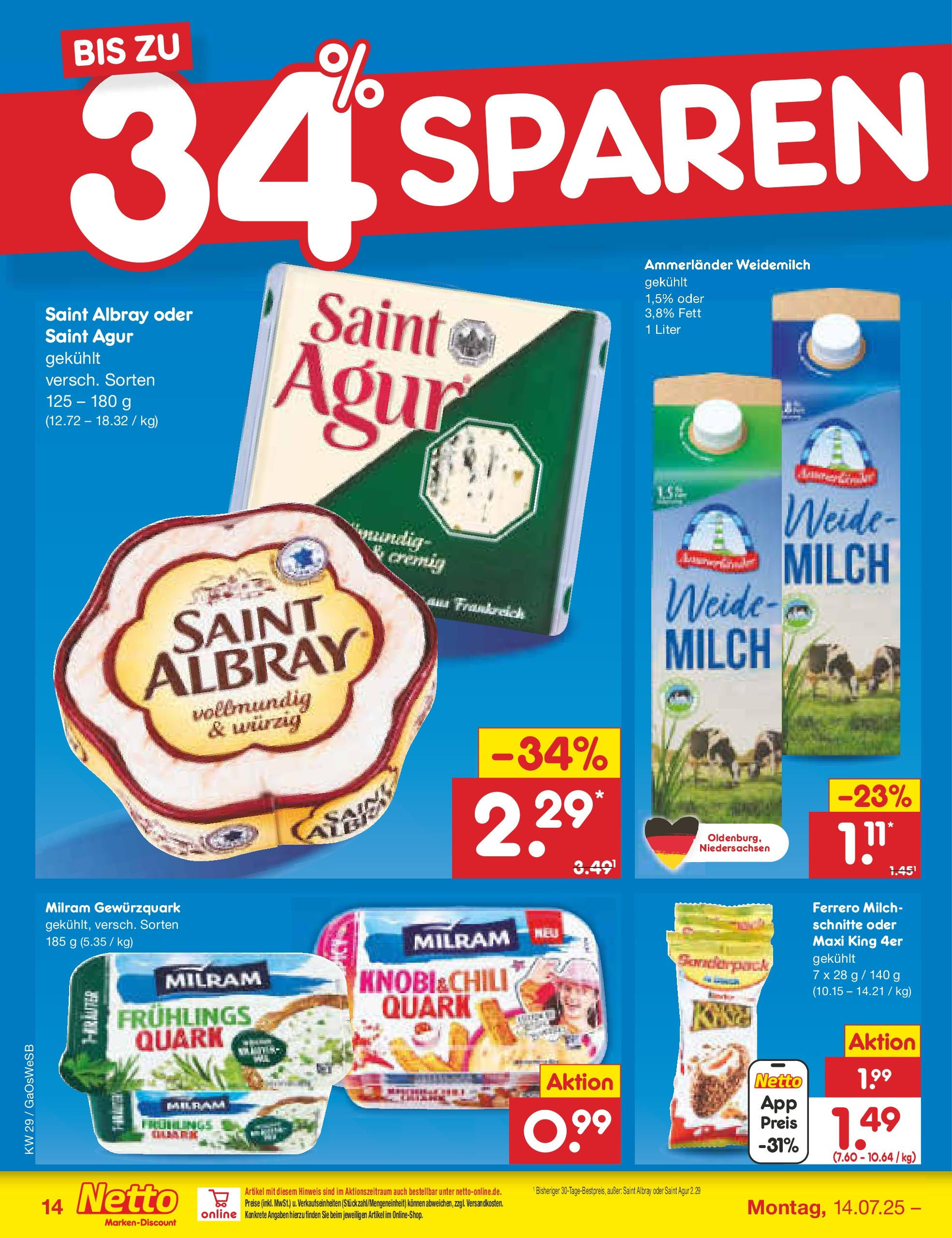 Netto Marken-Discount prospekt Moormerland (ab 13.07.2025) » Angebote | Seite: 18 | Produkte: Quark, Milch, Milram, Chili Netto Marken-Discount prospekt Moormerland (ab 13.07.2025) » Angebote | Seite: 18 | Produkte: Quark, Milch, Milram, Chili