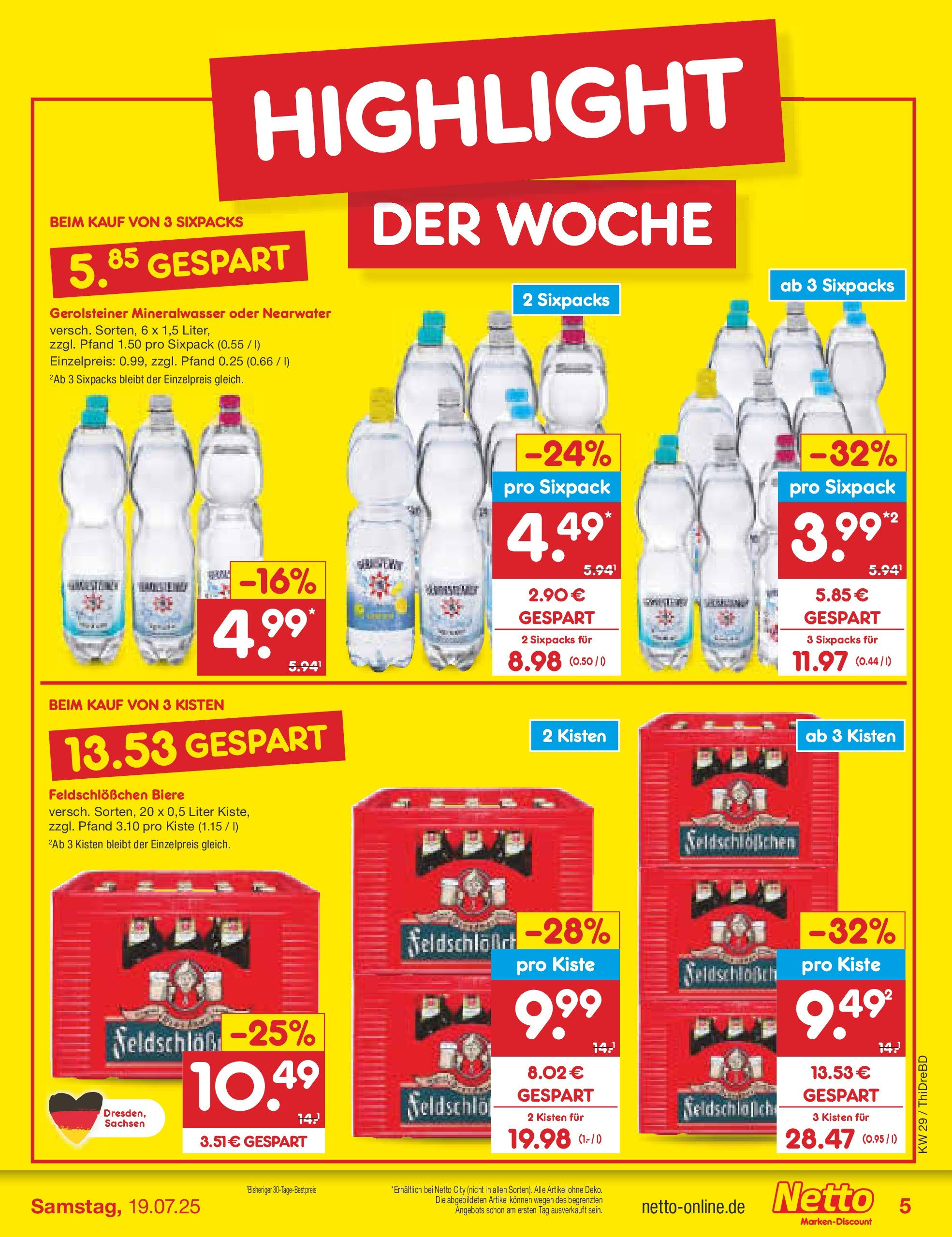 Netto Marken-Discount prospekt Dresden-Seidnitz (ab 13.07.2025) » Angebote | Seite: 5 | Produkte: Mineralwasser, Gerolsteiner Netto Marken-Discount prospekt Dresden-Seidnitz (ab 13.07.2025) » Angebote | Seite: 5 | Produkte: Mineralwasser, Gerolsteiner