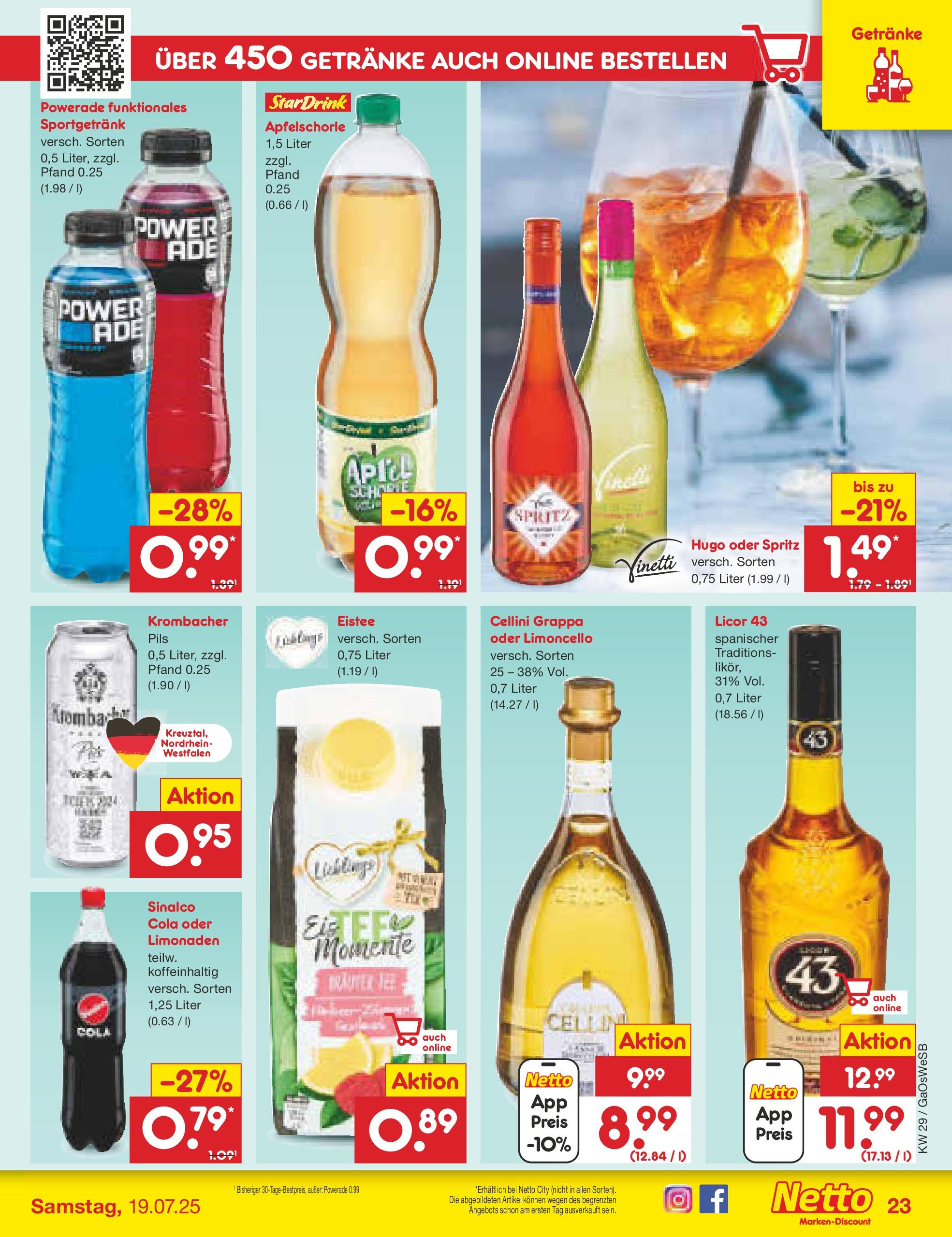 Netto Marken-Discount prospekt Moormerland (ab 13.07.2025) » Angebote | Seite: 33 | Produkte: Sinalco, Apple, Limoncello, Krombacher Netto Marken-Discount prospekt Moormerland (ab 13.07.2025) » Angebote | Seite: 33 | Produkte: Sinalco, Apple, Limoncello, Krombacher