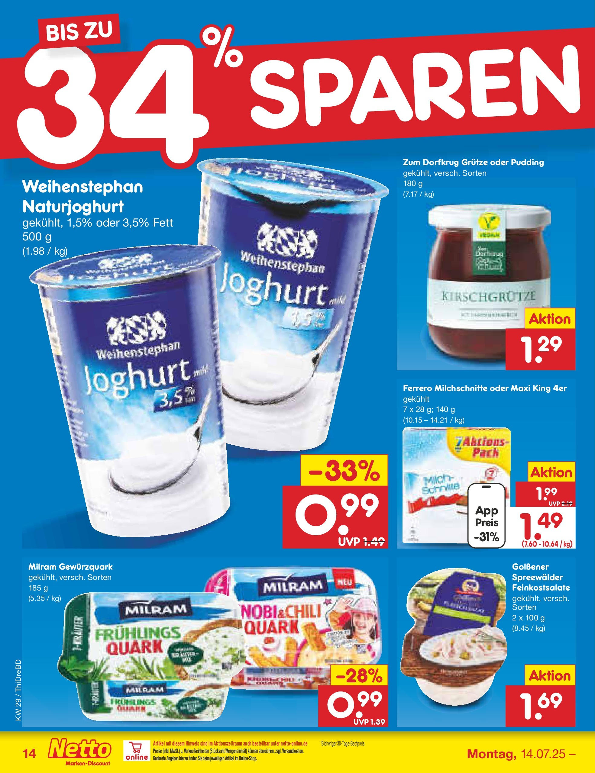Netto Marken-Discount prospekt Dresden-Seidnitz (ab 13.07.2025) » Angebote | Seite: 18 | Produkte: Quark, Milch, Joghurt, Ferrero milchschnitte Netto Marken-Discount prospekt Dresden-Seidnitz (ab 13.07.2025) » Angebote | Seite: 18 | Produkte: Quark, Milch, Joghurt, Ferrero milchschnitte