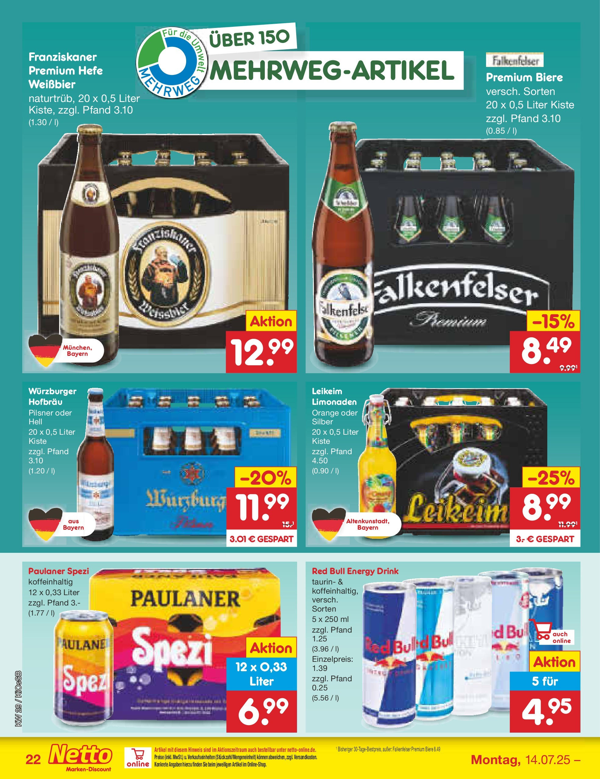 Netto Marken-Discount prospekt Oberhaid (ab 13.07.2025) » Angebote | Seite: 32 | Produkte: Red bull, Energy, Weißbier, Hefe weissbier Netto Marken-Discount prospekt Oberhaid (ab 13.07.2025) » Angebote | Seite: 32 | Produkte: Red bull, Energy, Weißbier, Hefe weissbier
