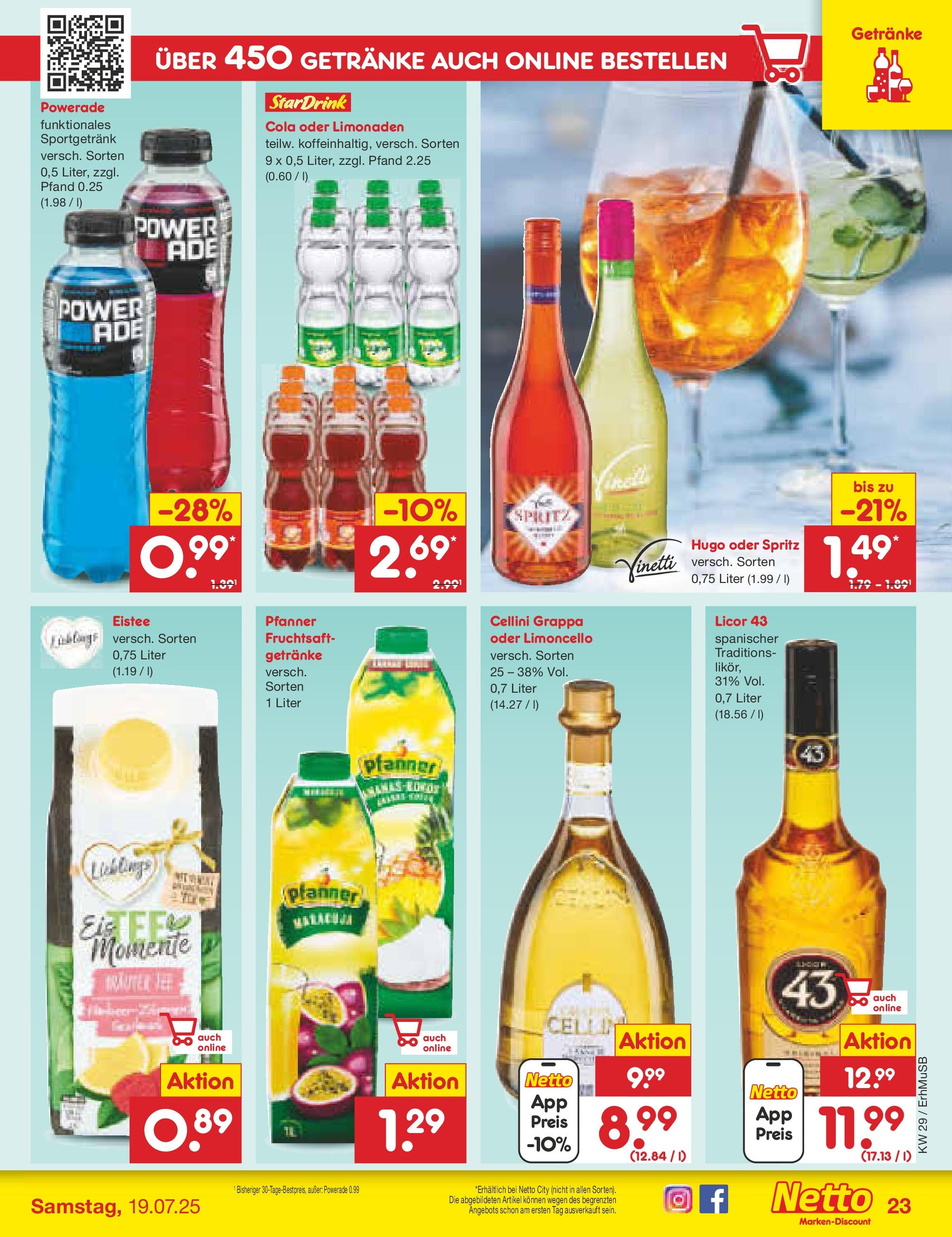 Netto Marken-Discount prospekt München (ab 13.07.2025) » Angebote | Seite: 33 | Produkte: Cola, Powerade, Fruchtsaft, Hugo Netto Marken-Discount prospekt München (ab 13.07.2025) » Angebote | Seite: 33 | Produkte: Cola, Powerade, Fruchtsaft, Hugo
