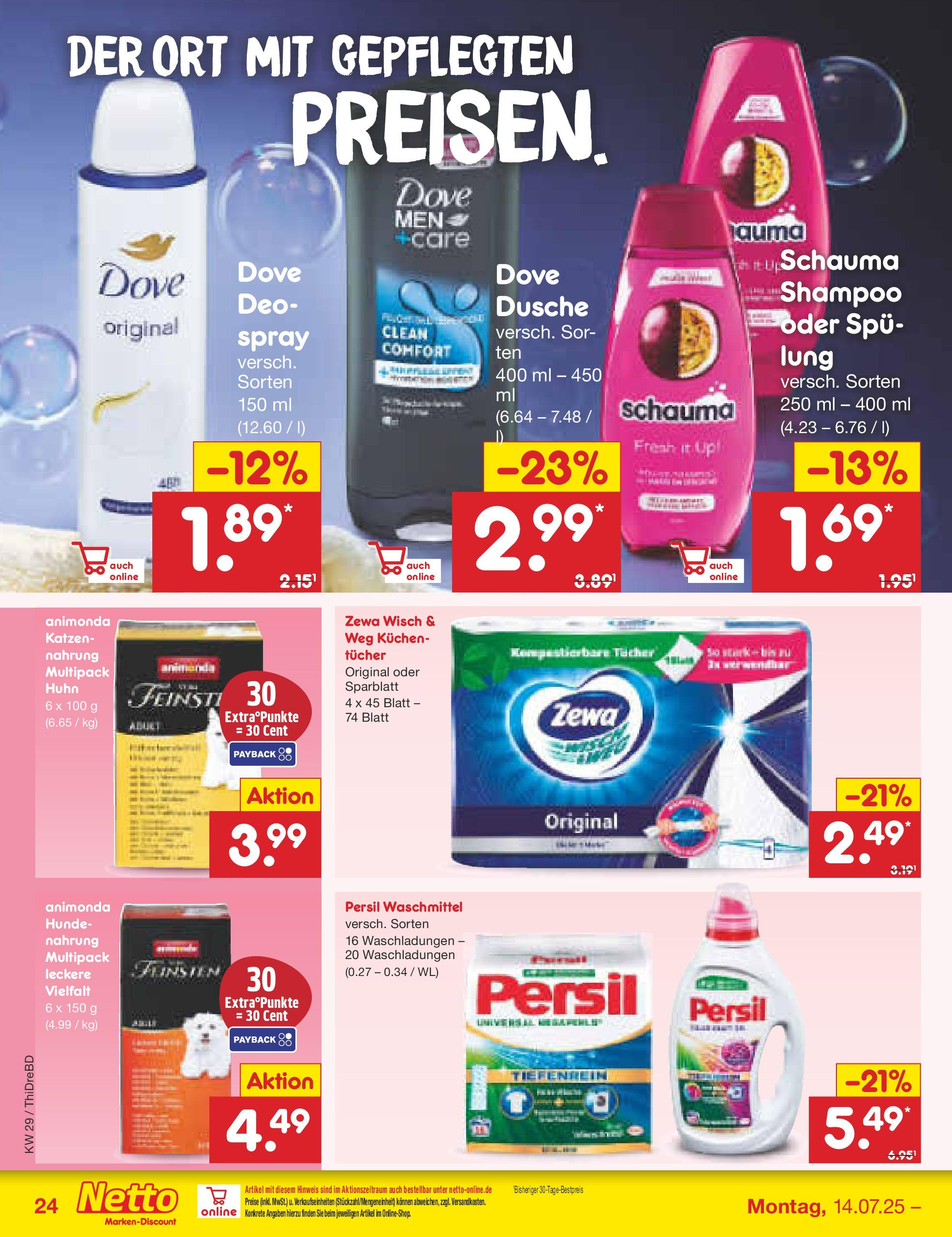 Netto Marken-Discount prospekt Dresden-Seidnitz (ab 13.07.2025) » Angebote | Seite: 38 | Produkte: Schauma shampoo, Deodorant, Kuchen, Persil Netto Marken-Discount prospekt Dresden-Seidnitz (ab 13.07.2025) » Angebote | Seite: 38 | Produkte: Schauma shampoo, Deodorant, Kuchen, Persil