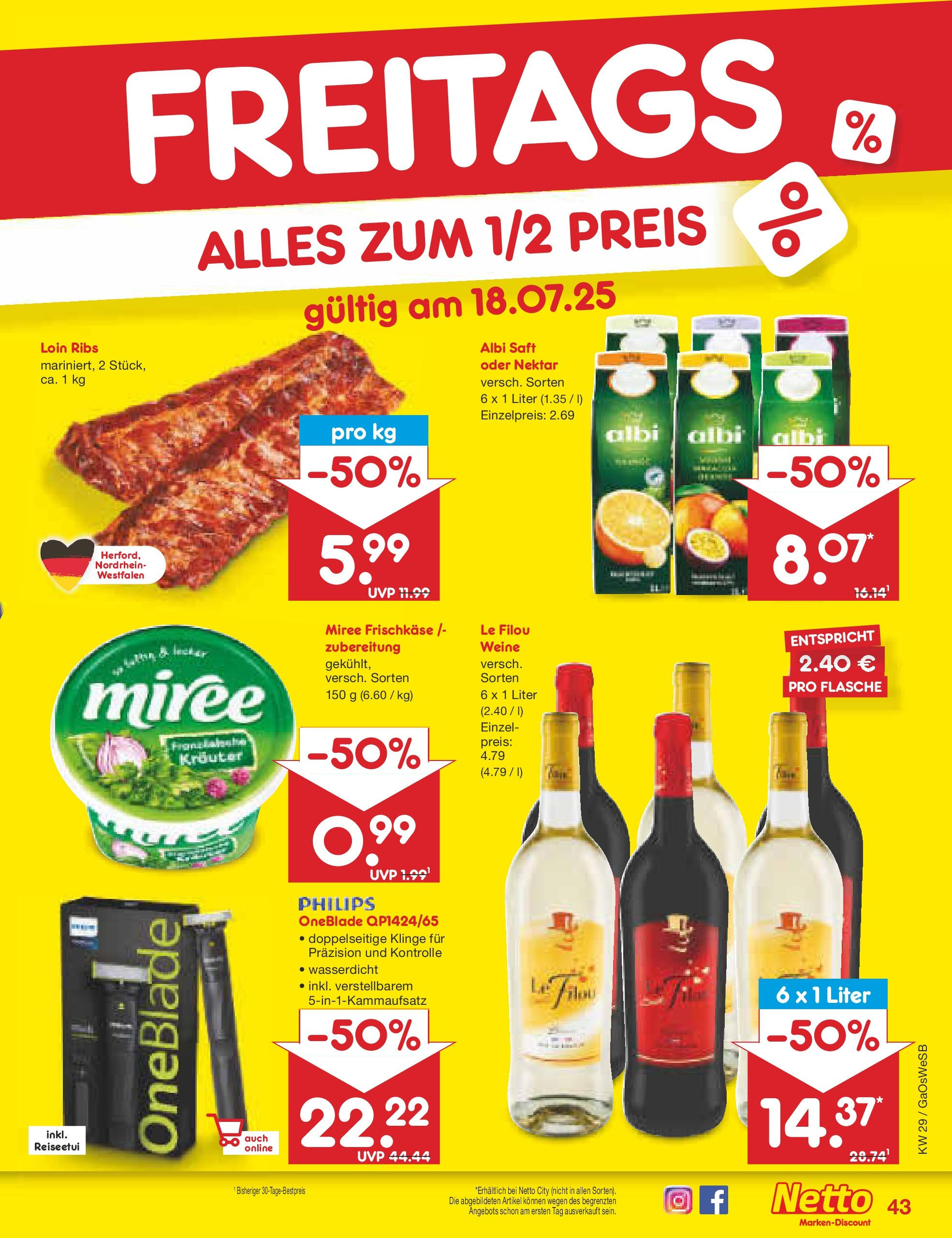 Netto Marken-Discount prospekt Moormerland (ab 13.07.2025) » Angebote | Seite: 65 | Produkte: Philips, Le filou, Saft, Frischkase Netto Marken-Discount prospekt Moormerland (ab 13.07.2025) » Angebote | Seite: 65 | Produkte: Philips, Le filou, Saft, Frischkase