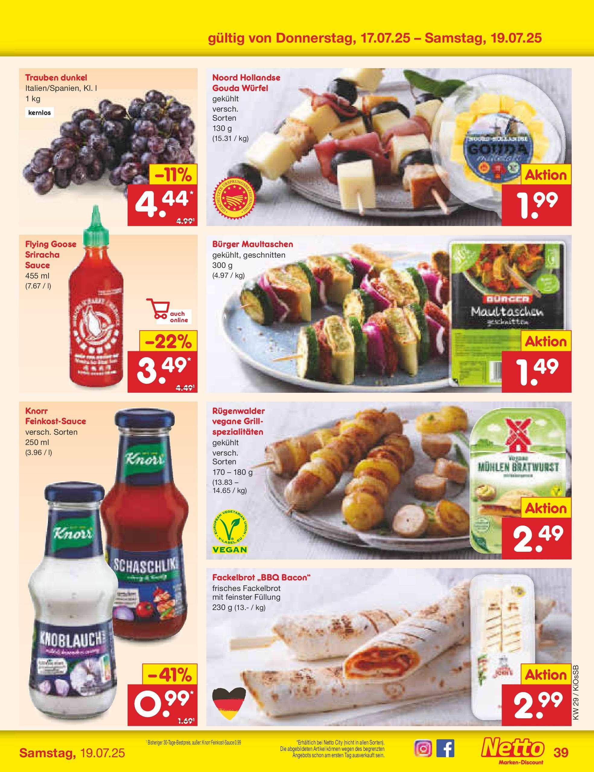 Netto Marken-Discount prospekt Oberhaid (ab 13.07.2025) » Angebote | Seite: 61 | Produkte: Grill, Gouda, Burger, Knorr Netto Marken-Discount prospekt Oberhaid (ab 13.07.2025) » Angebote | Seite: 61 | Produkte: Grill, Gouda, Burger, Knorr